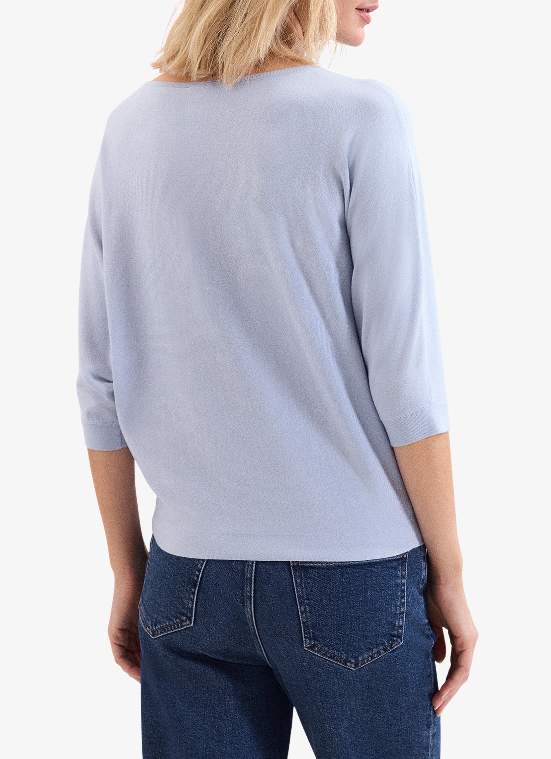 Phase Eight Cristine fijngebreide trui met ronde hals - achterkant 7 blauw