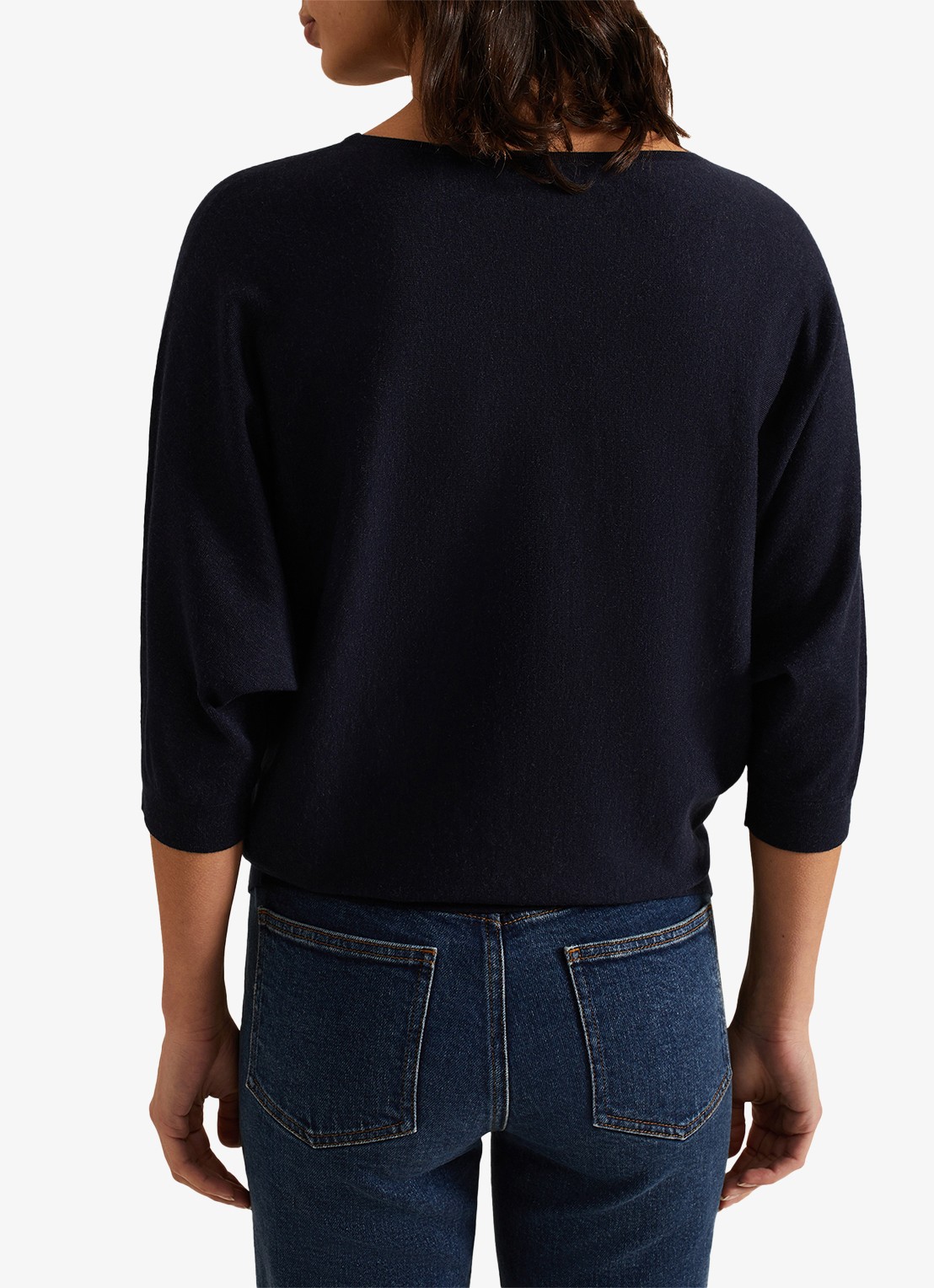 Phase Eight Cristine fijngebreide trui met stretch - achterkant donkerblauw