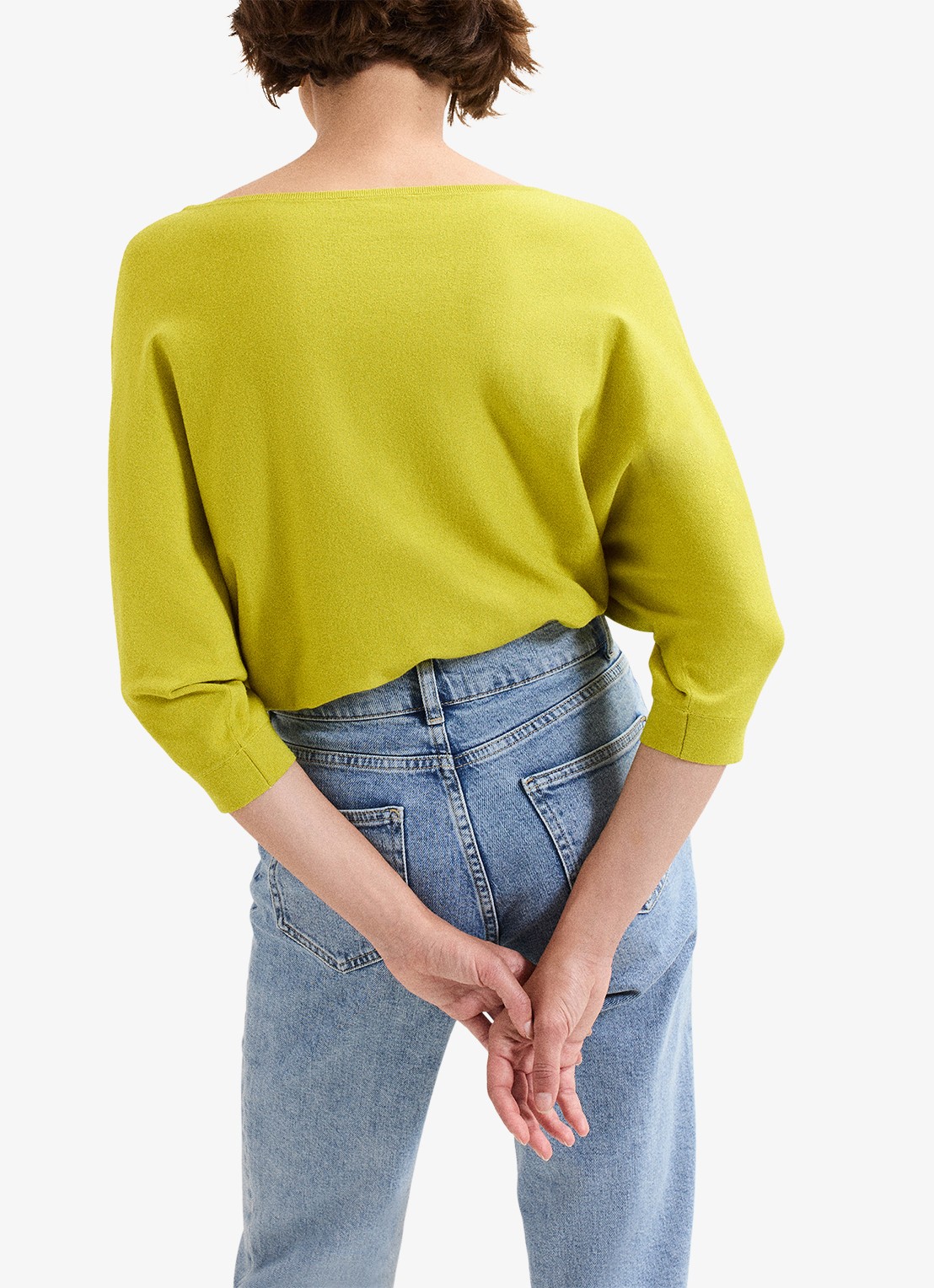 Phase Eight Cristine fijngebreide trui met vleermuismouw - achterkant lime