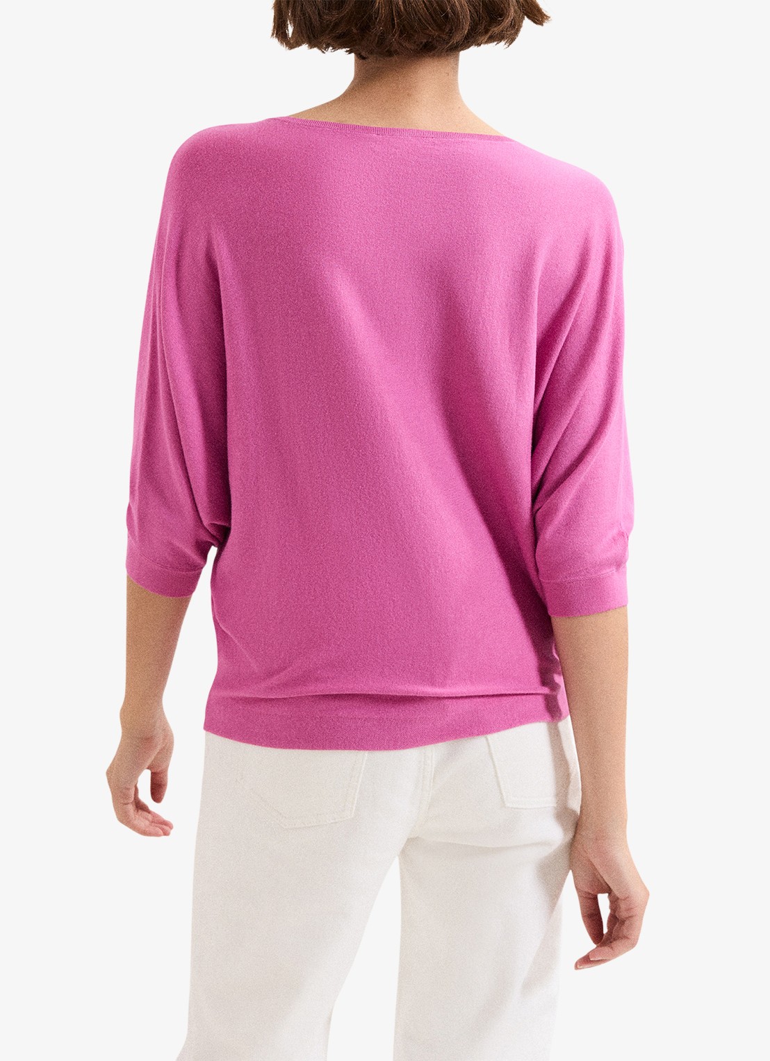 Phase Eight Cristine fijngebreide trui met vleermuismouw - achterkant 5 roze