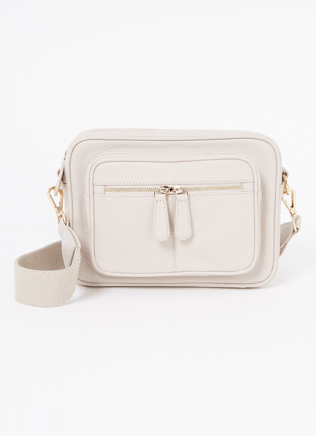 Phase Eight Crossbodytas van leer - voorkant 2 creme