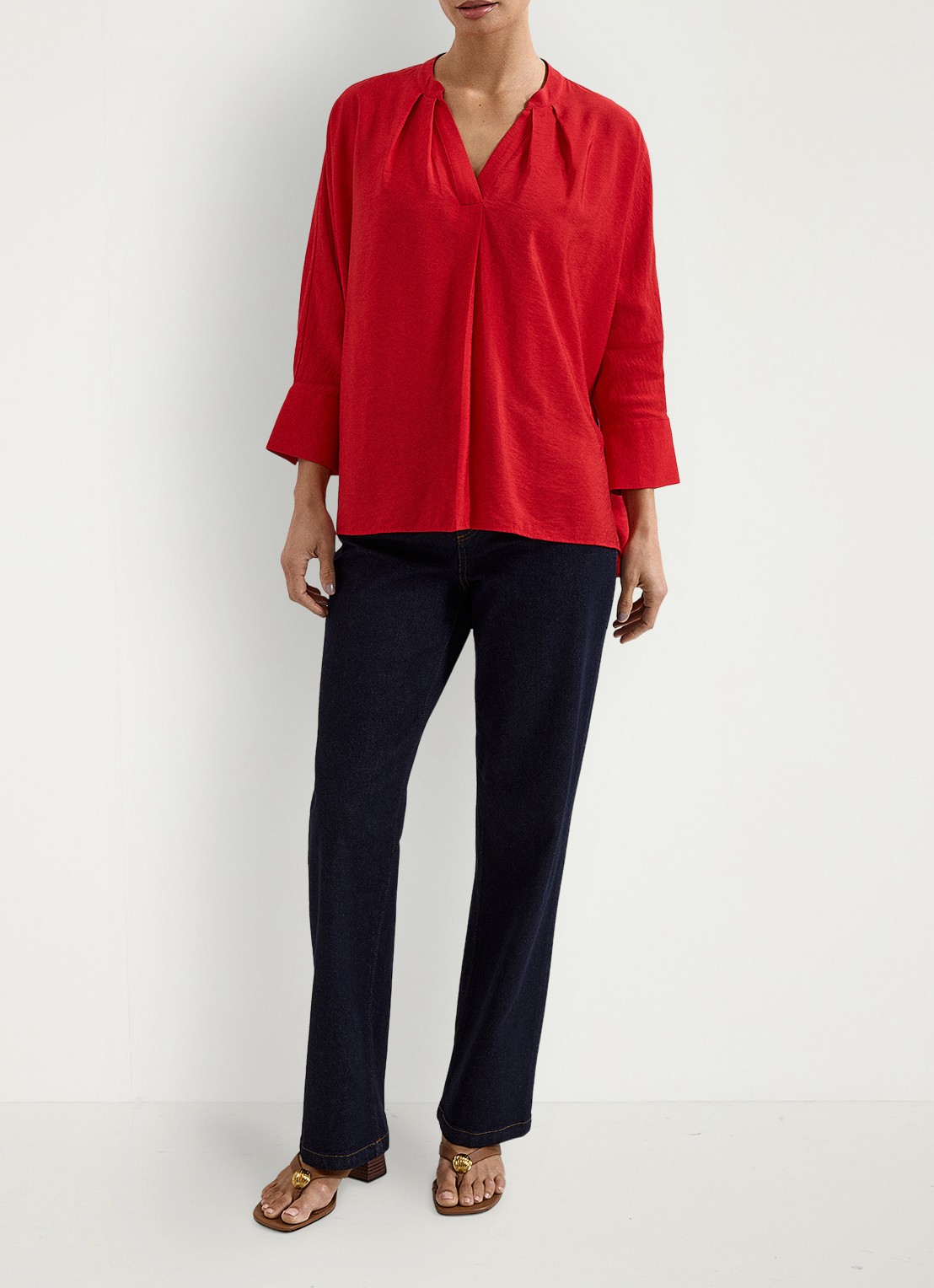 Phase Eight Cynthia blouse met V-hals - voorkant 8 rood