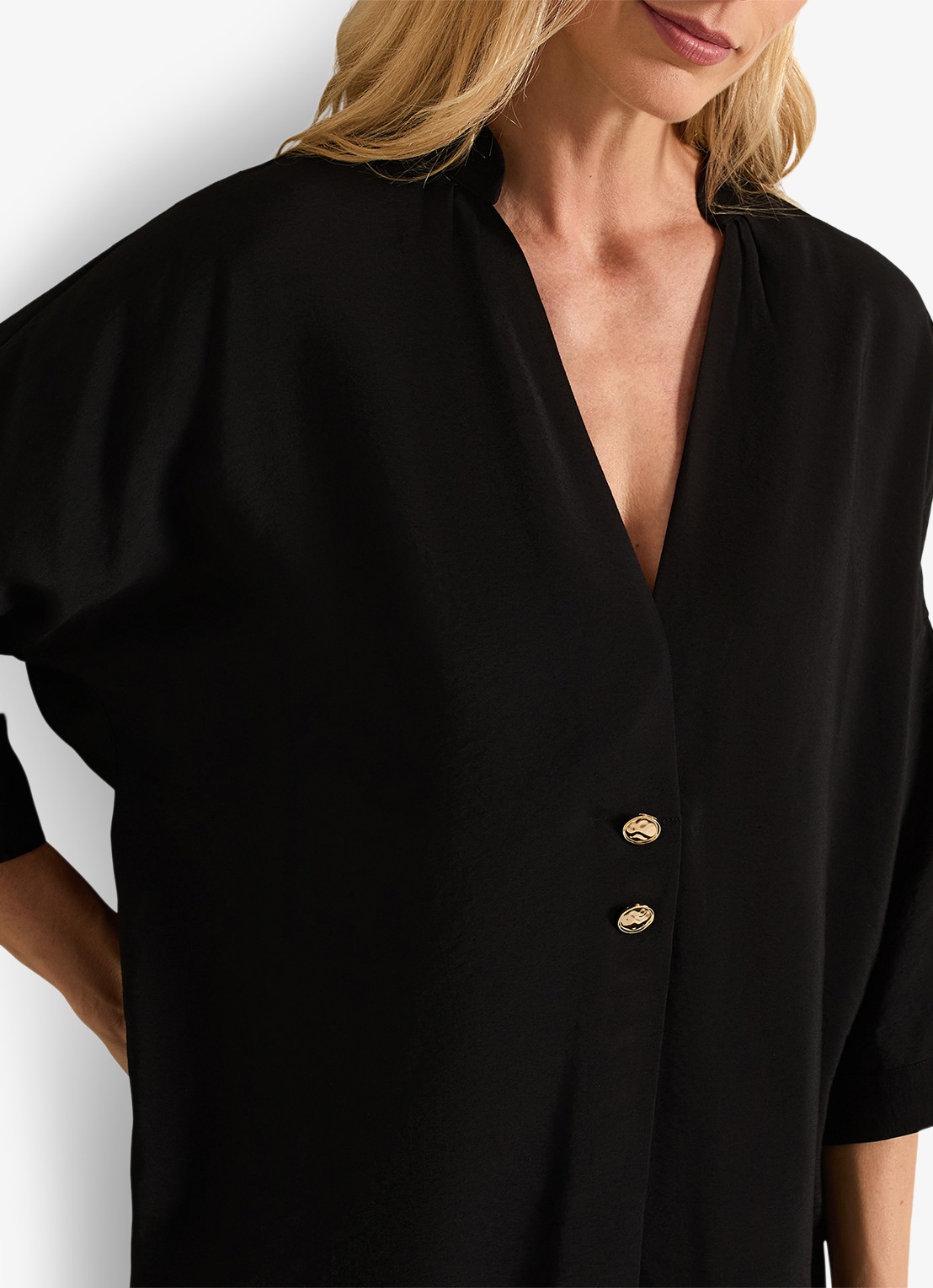Phase Eight Cynthia Button oversized blouse - detail 5 zwart