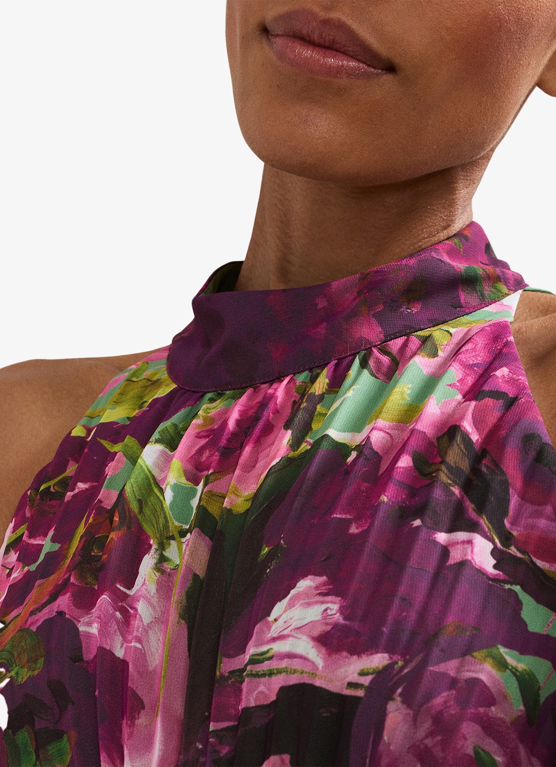 Phase Eight Dahlia maxi jurk met bloemenprint - detail 5 donkerroze