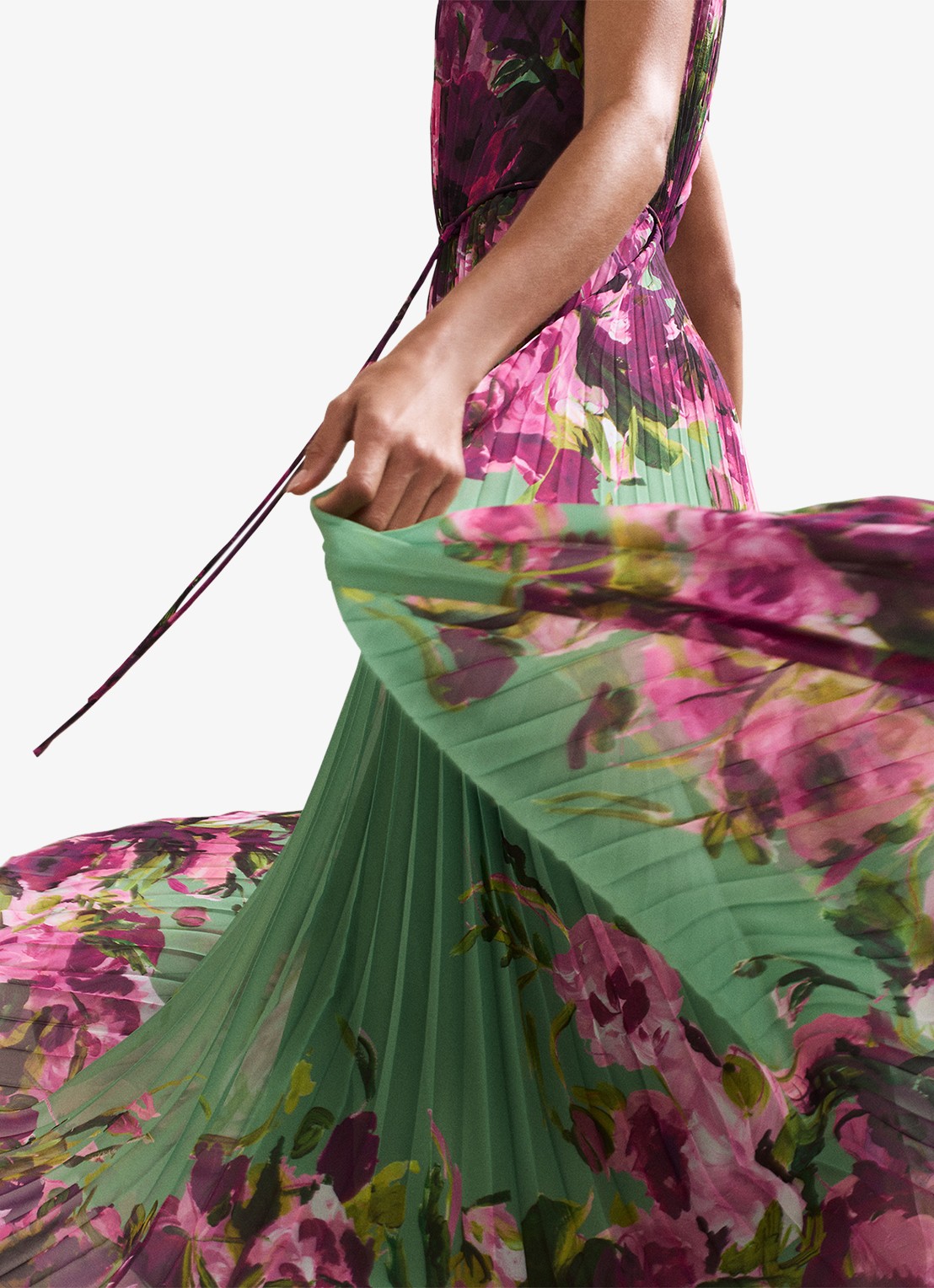 Phase Eight Dahlia maxi jurk met bloemenprint - detail 6 donkerroze