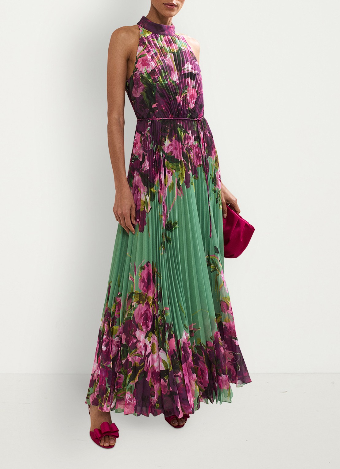 Phase Eight Dahlia maxi jurk met bloemenprint - detail 8 donkerroze