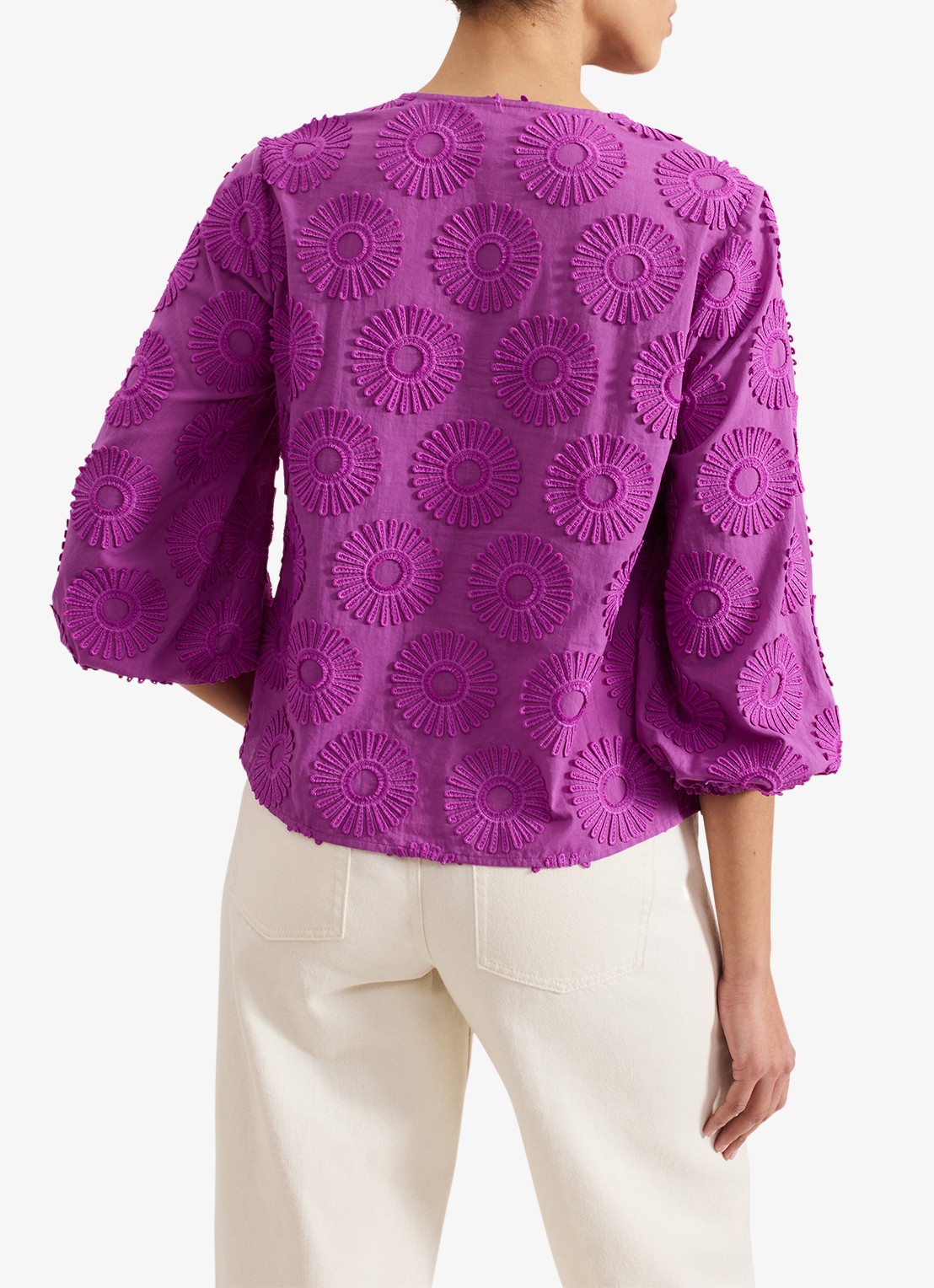 Phase Eight Daisy blouse met structuur - achterkant 7 paars