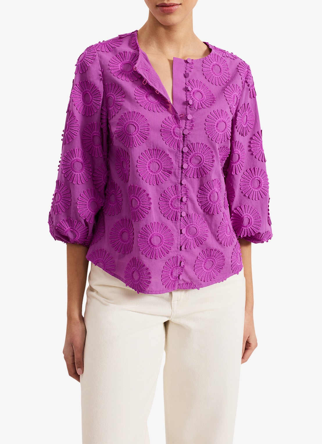 Phase Eight Daisy blouse met structuur - detail 3 paars
