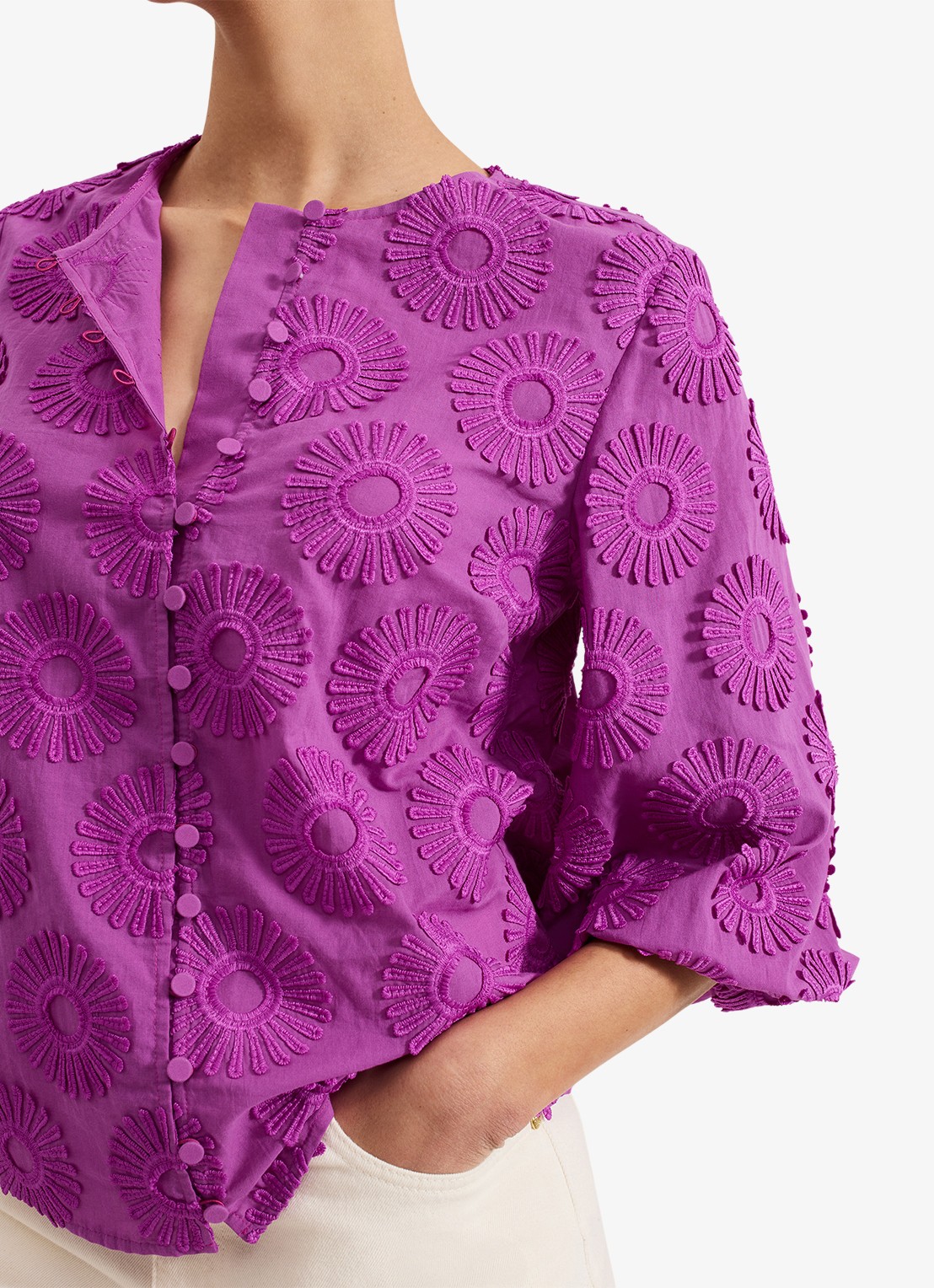 Phase Eight Daisy blouse met structuur - detail 4 paars