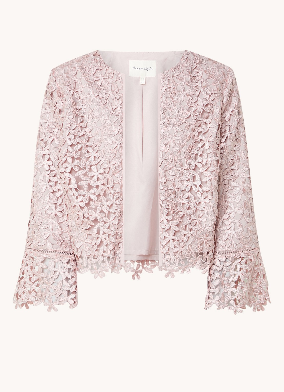 Phase Eight Daisy cropped blazer met tapework - voorkant oudroze