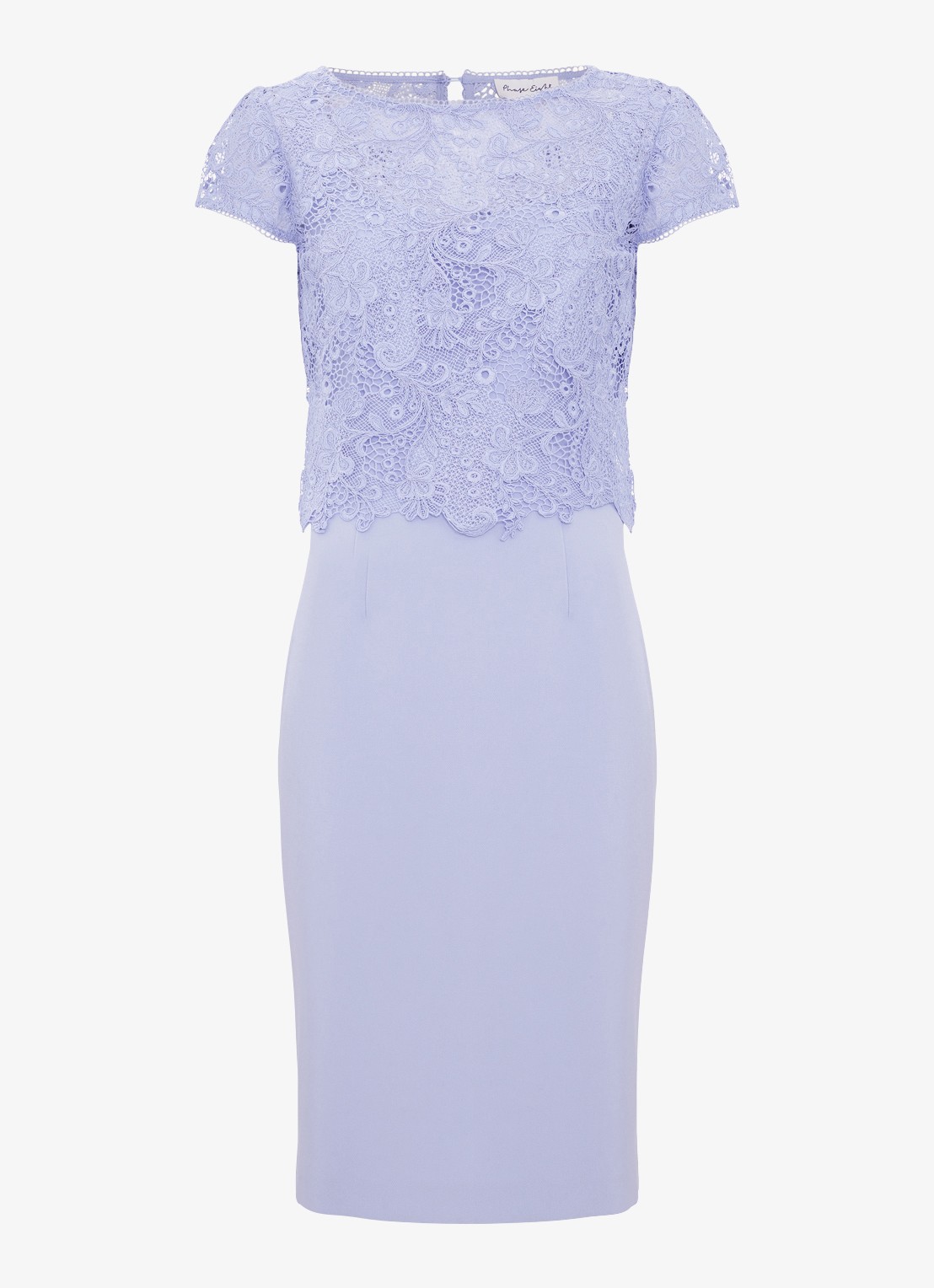 Phase Eight Daisy midi jurk met top van broderie - voorkant lichtblauw
