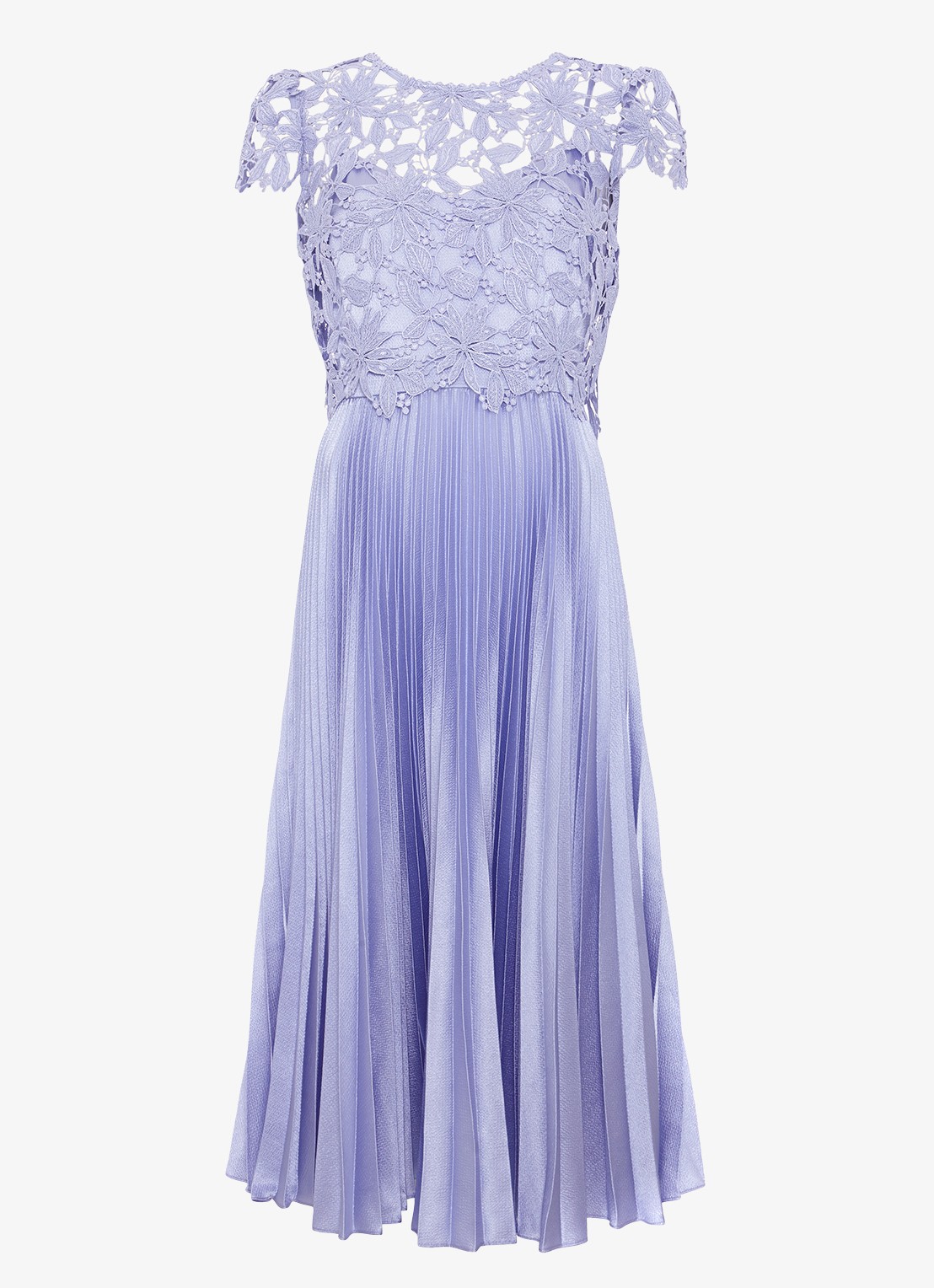 Phase Eight Dana midi jurk met plooidetail - voorkant lavendel