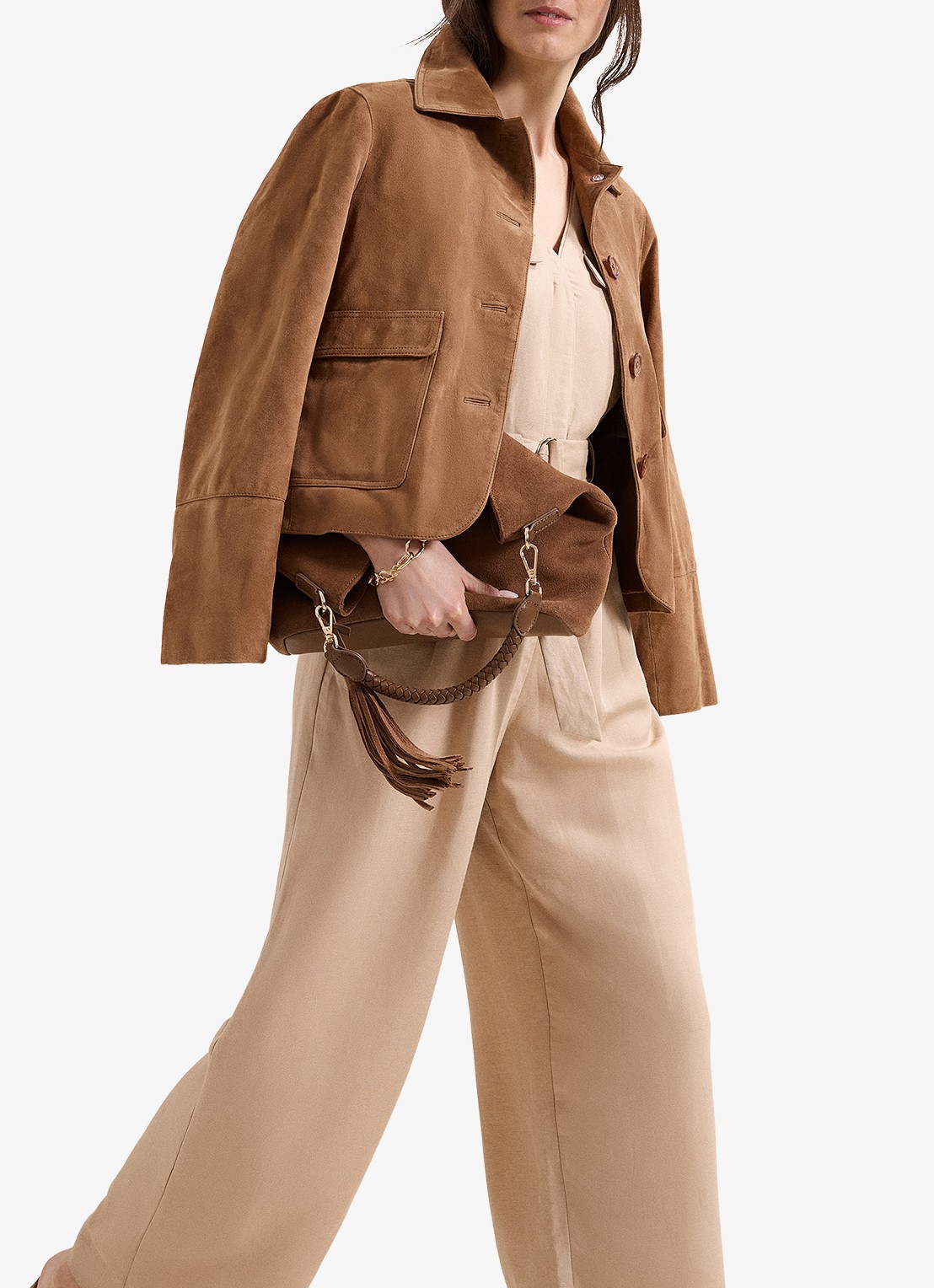 Phase Eight Daniela loose fit jumpsuit met strikceintuur - detail 5 beige