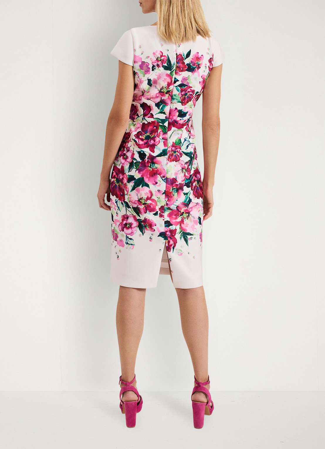 Phase Eight Dannas midi jurk met bloemenprint - achterkant roze