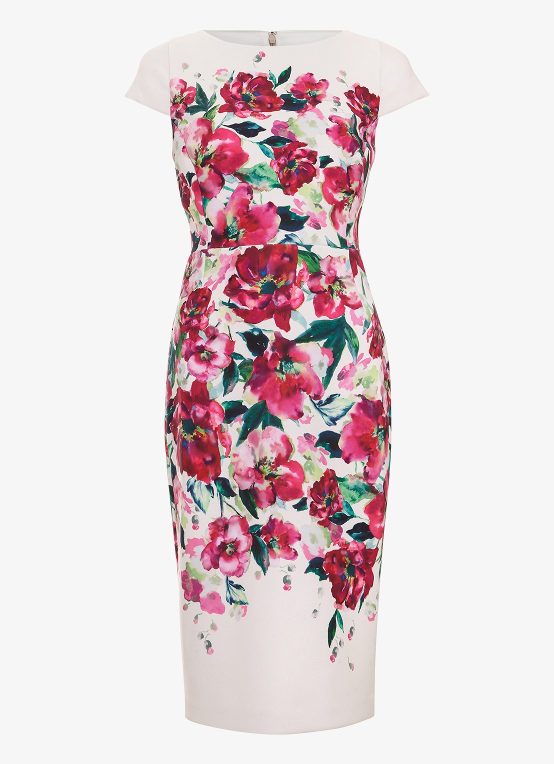 Phase Eight Dannas midi jurk met bloemenprint - voorkant 7 roze