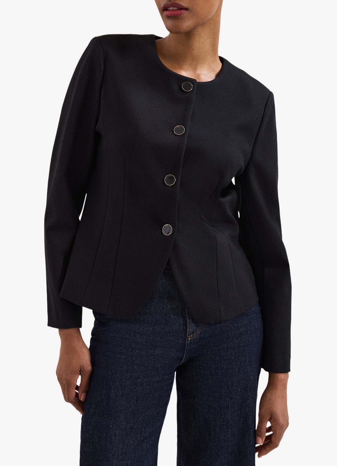 Phase Eight Danni blazer met schoudervulling - voorkant 6 zwart