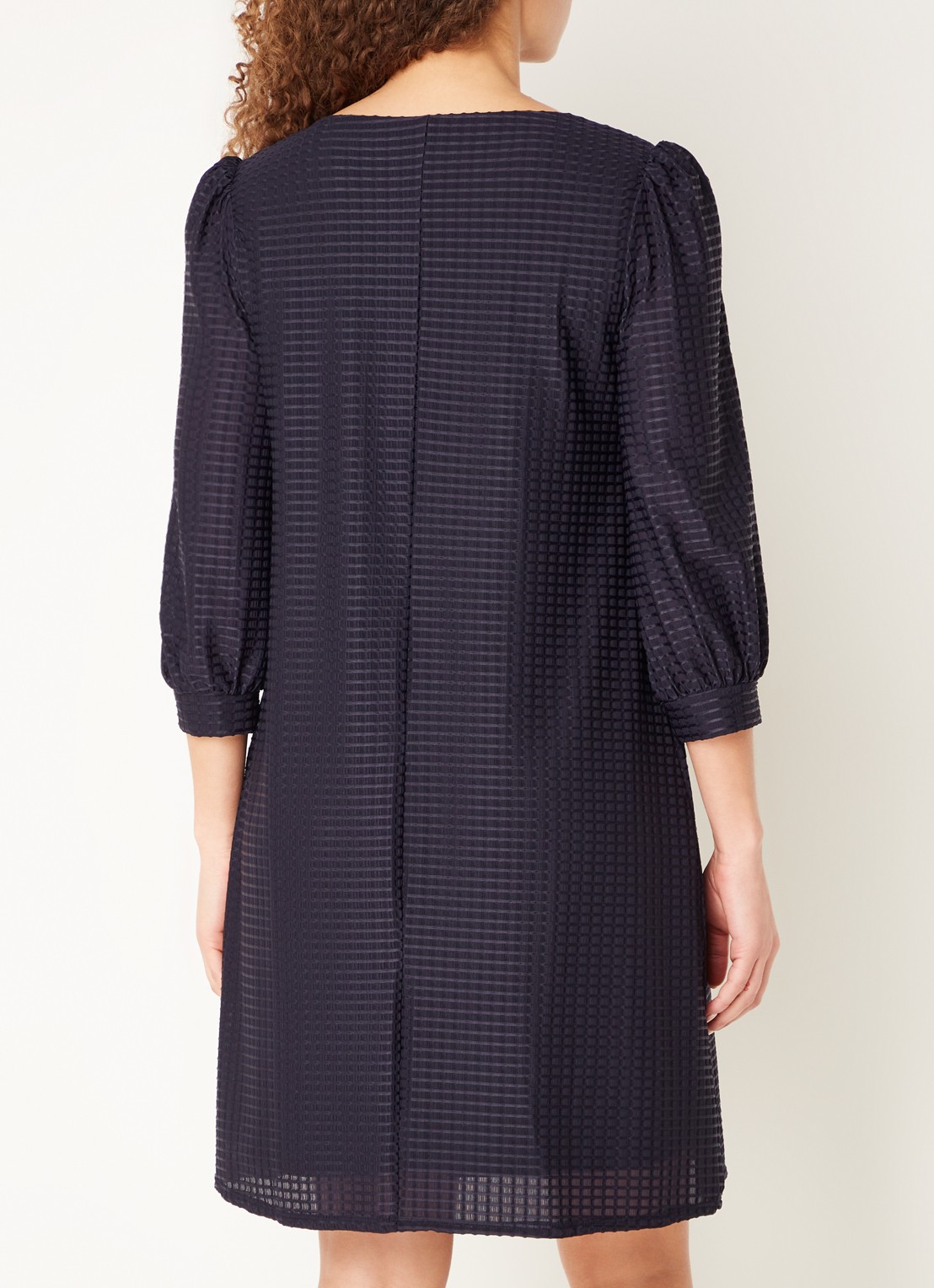 Phase Eight Dannie mini jurk met structuur en keyhole - achterkant donkerblauw