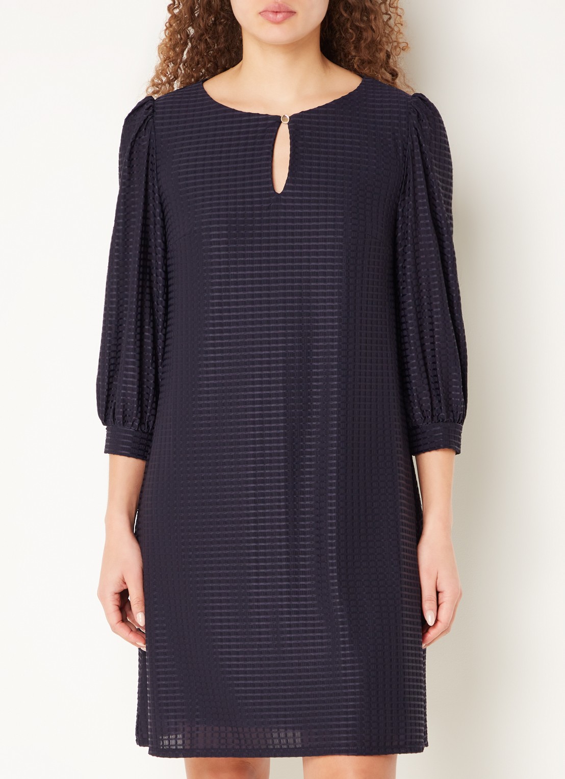 Phase Eight Dannie mini jurk met structuur en keyhole - detail 2 donkerblauw