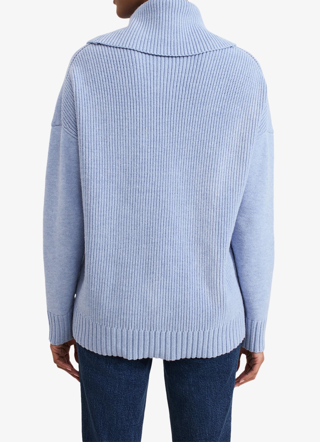 Phase Eight Dara grofgebreide trui met col en stretch - achterkant donkerblauw