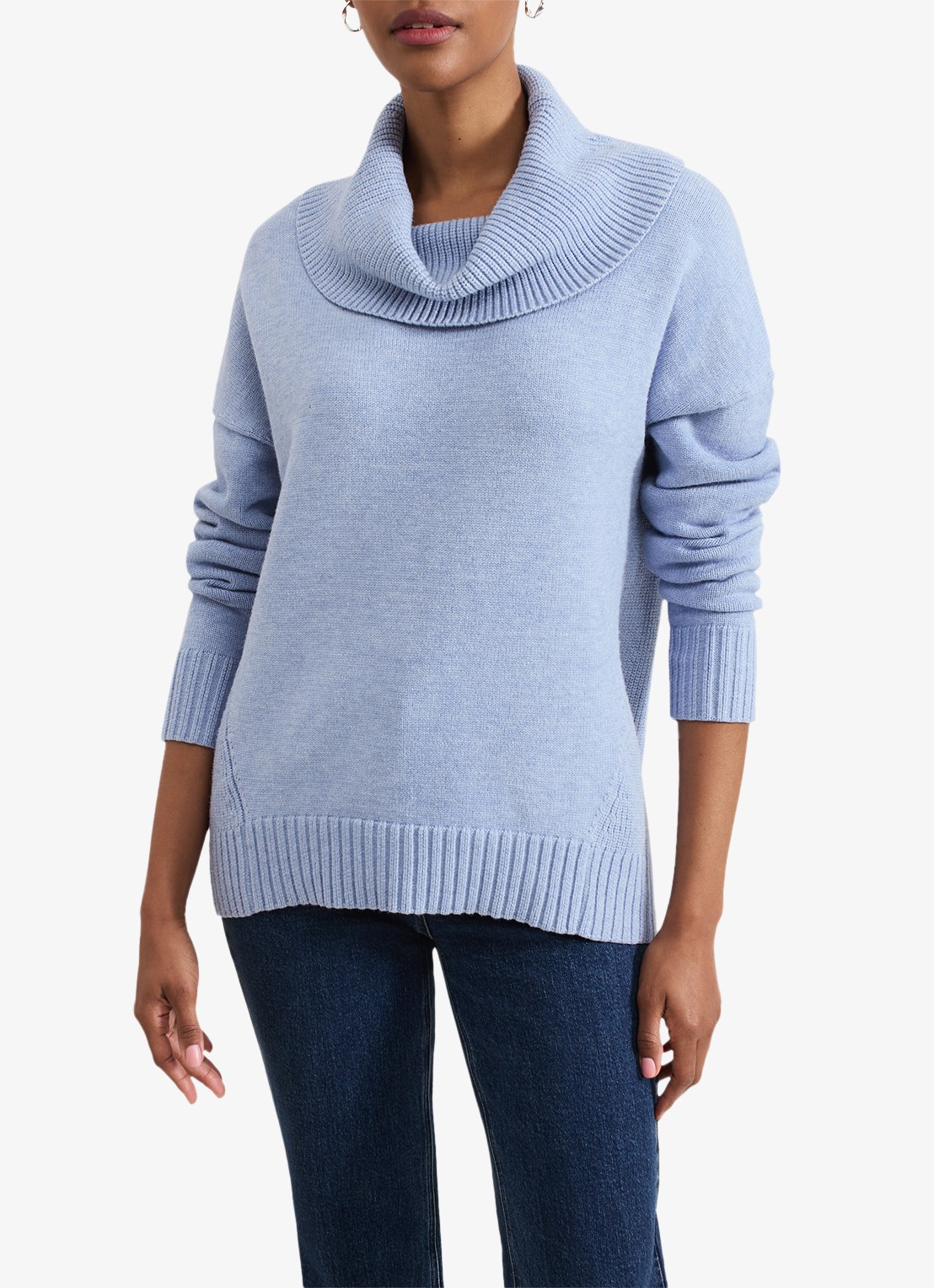 Phase Eight Dara grofgebreide trui met col en stretch - detail 4 donkerblauw