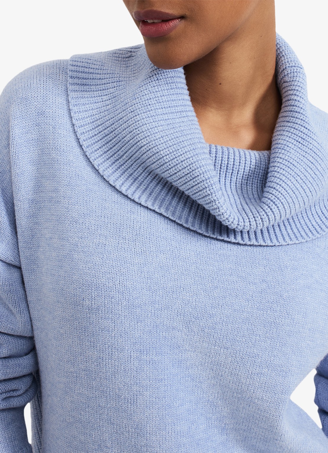 Phase Eight Dara grofgebreide trui met col en stretch - detail 5 donkerblauw