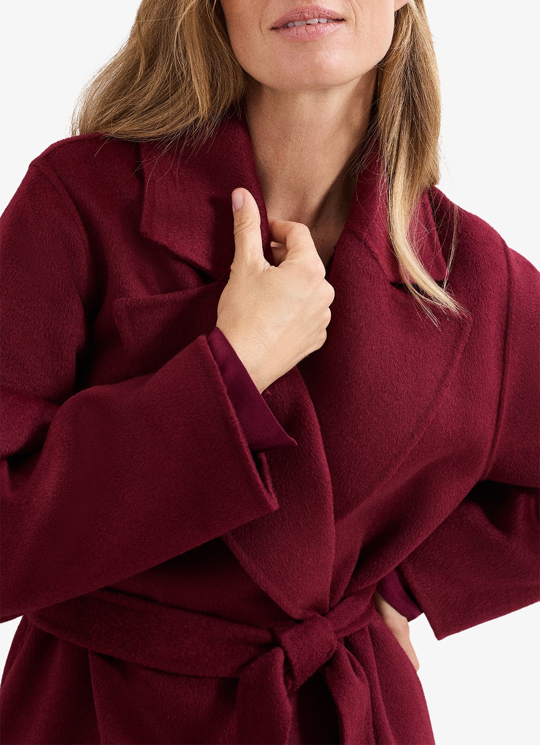 Phase Eight Darcy manteljas met strikceintuur - detail 5 donkerrood