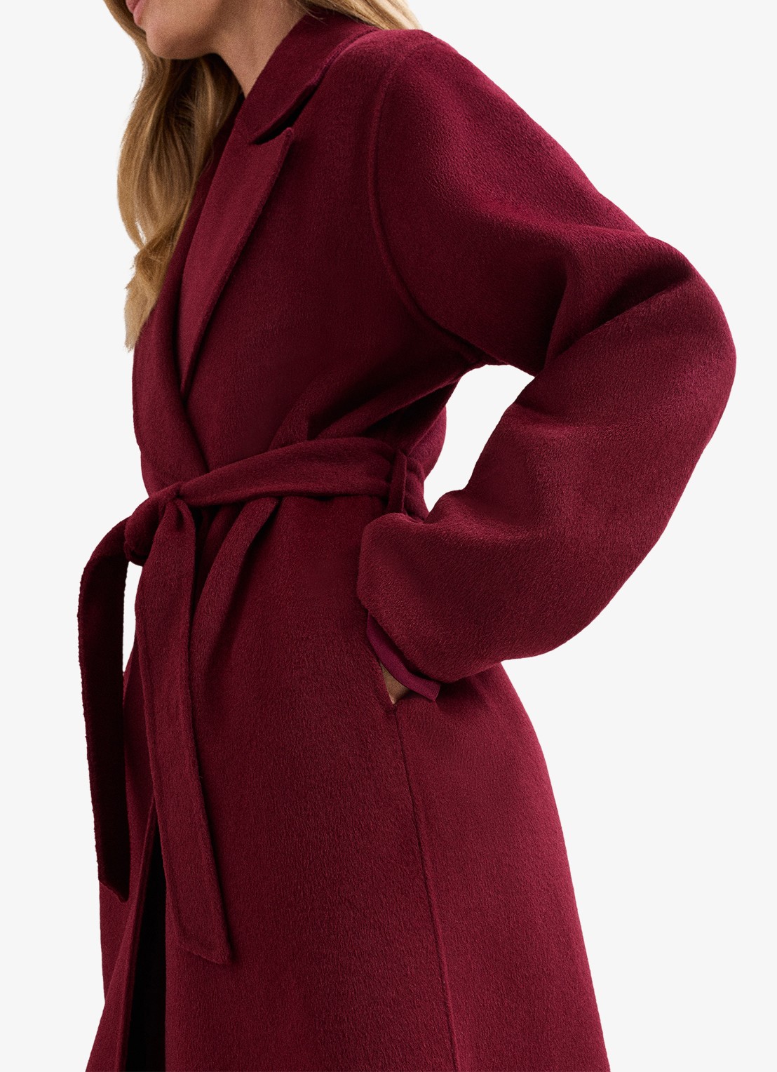 Phase Eight Darcy manteljas met strikceintuur - detail 6 donkerrood