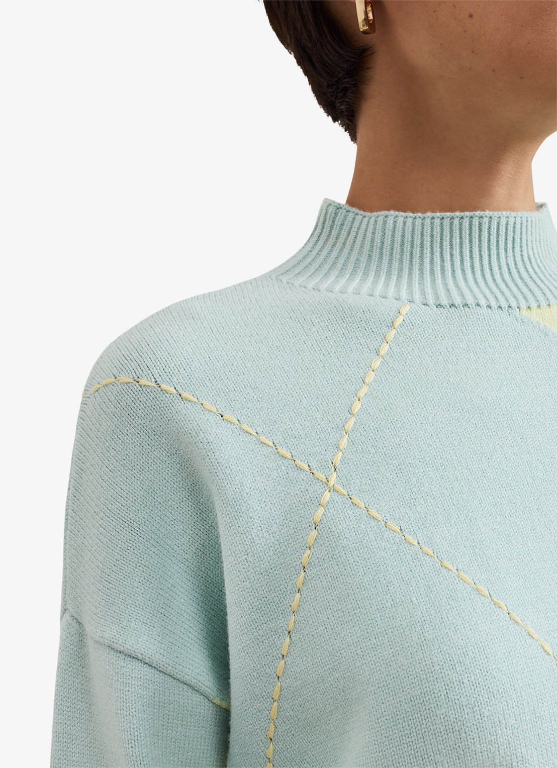 Phase Eight Darla fijngebreide trui met colour blocking - detail 6 lichtblauw