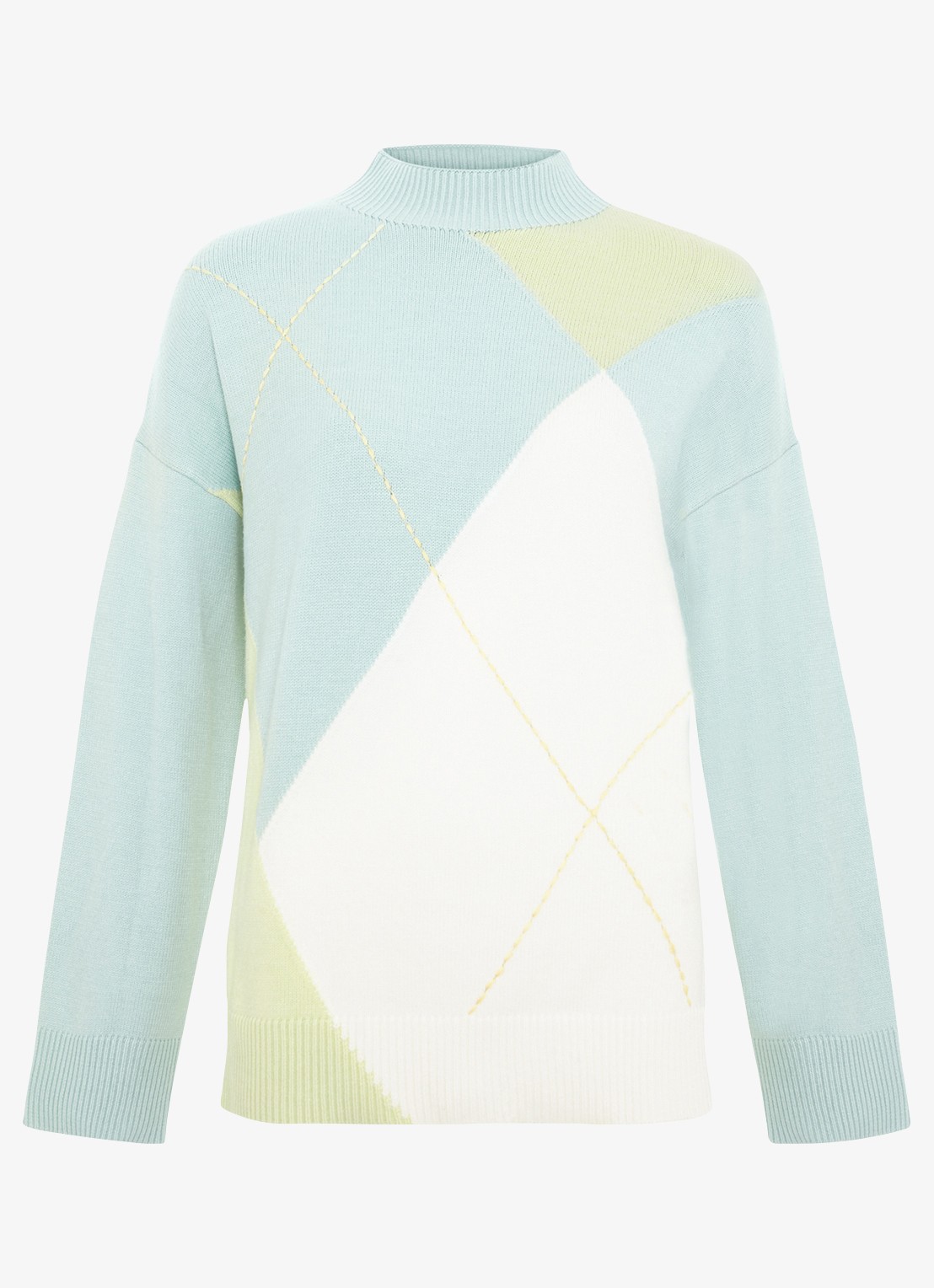 Phase Eight Darla fijngebreide trui met colour blocking - voorkant lichtblauw