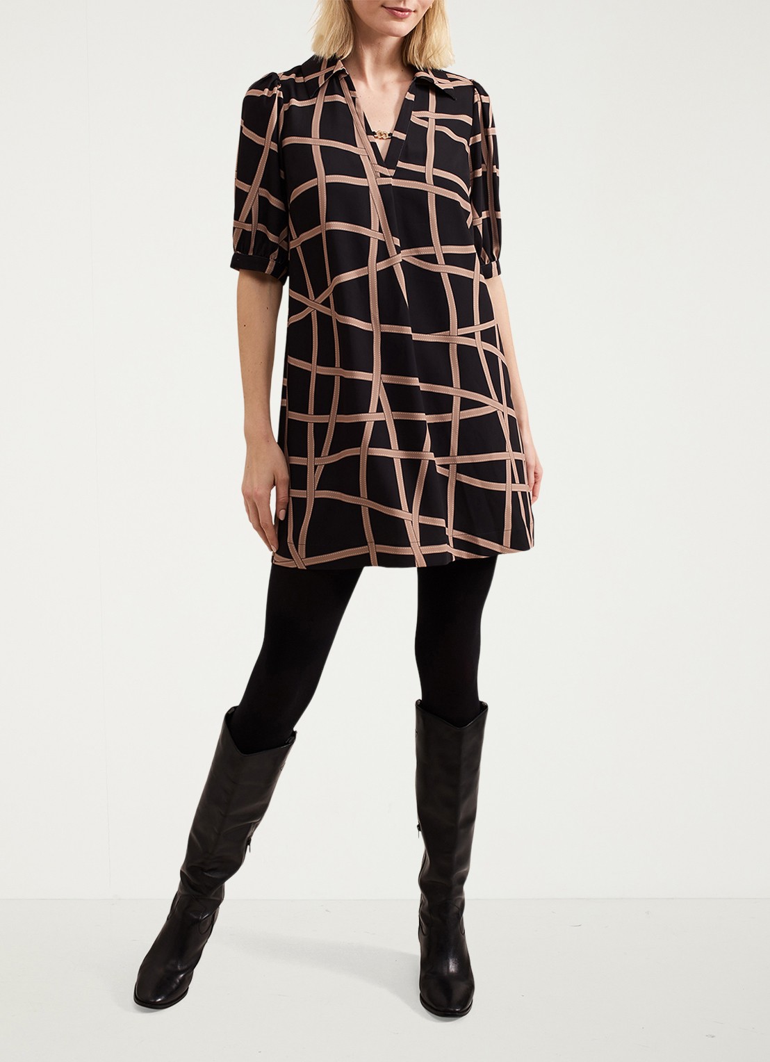 Phase Eight Darlia mini tuniekjurk met print - voorkant 8 camel
