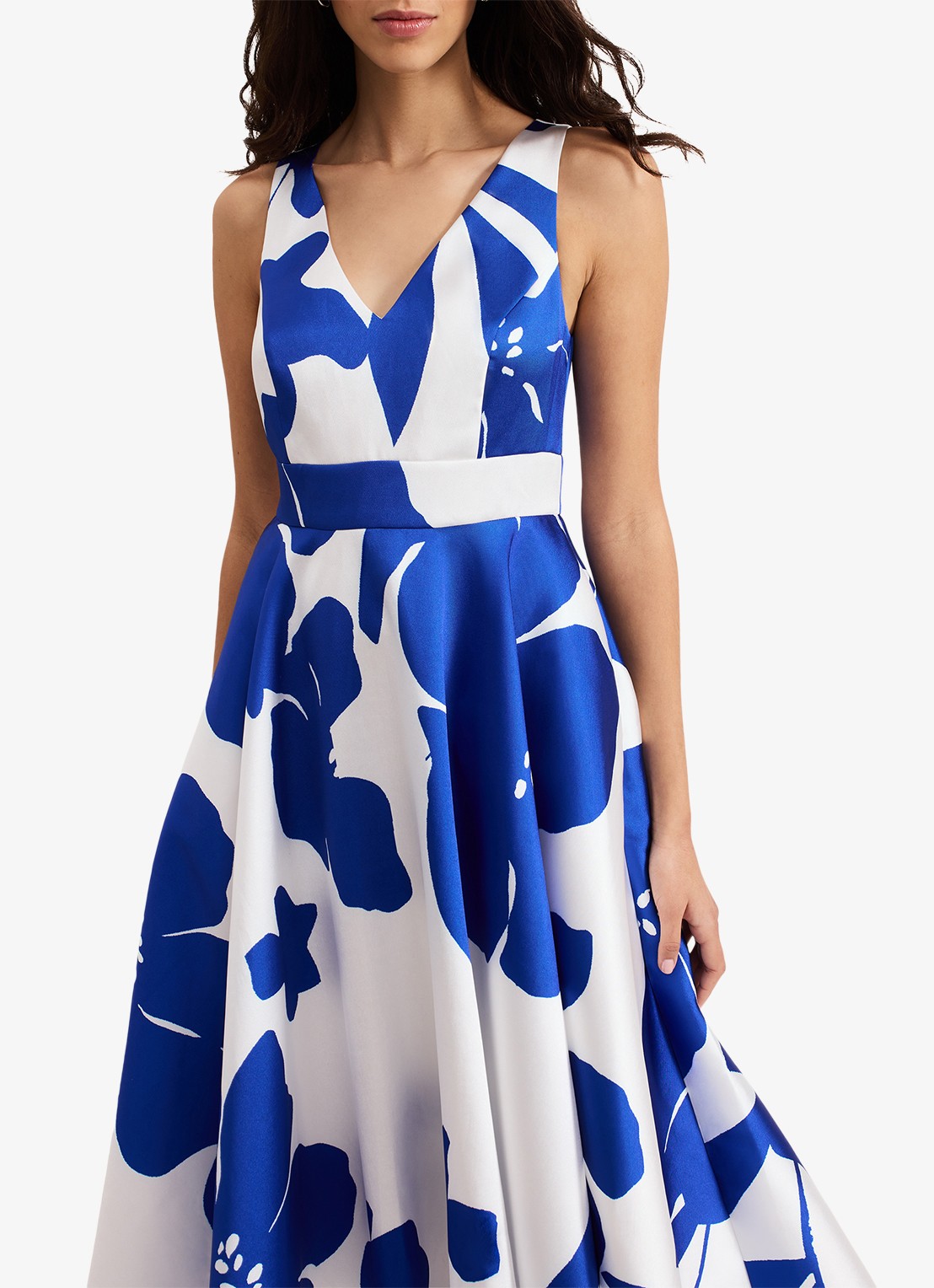 Phase Eight Delicia midi jurk met print - detail 4 kobaltblauw