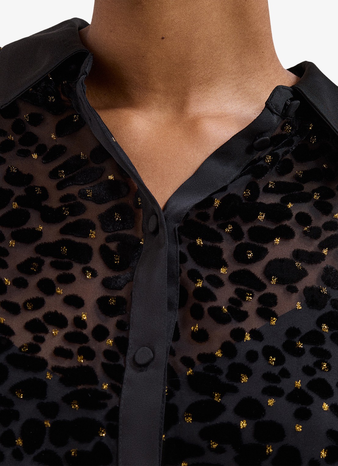 Phase Eight Della semi-transparante blouse met flockprint - detail 3 zwart