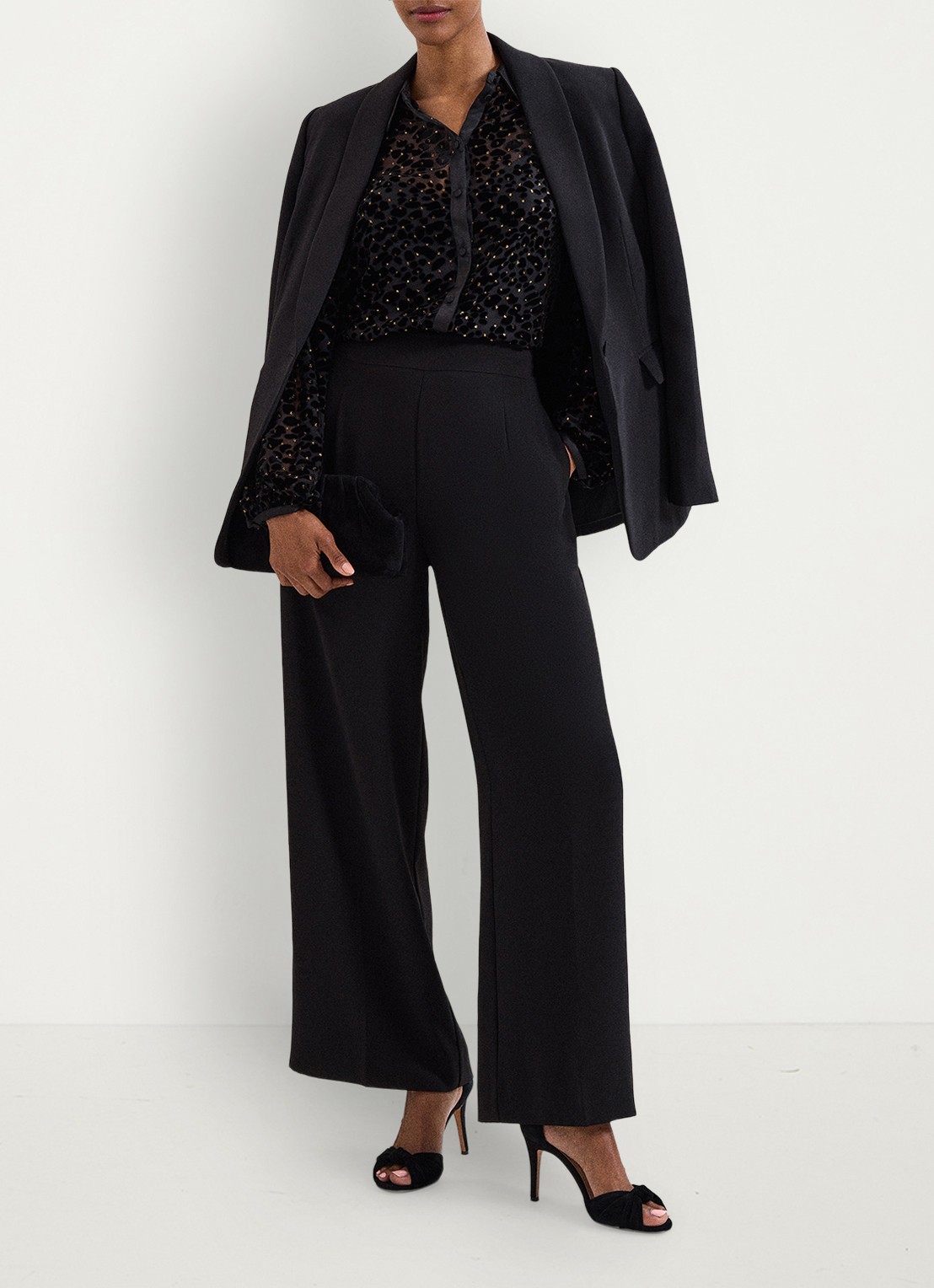 Phase Eight Della semi-transparante blouse met flockprint - detail 4 zwart