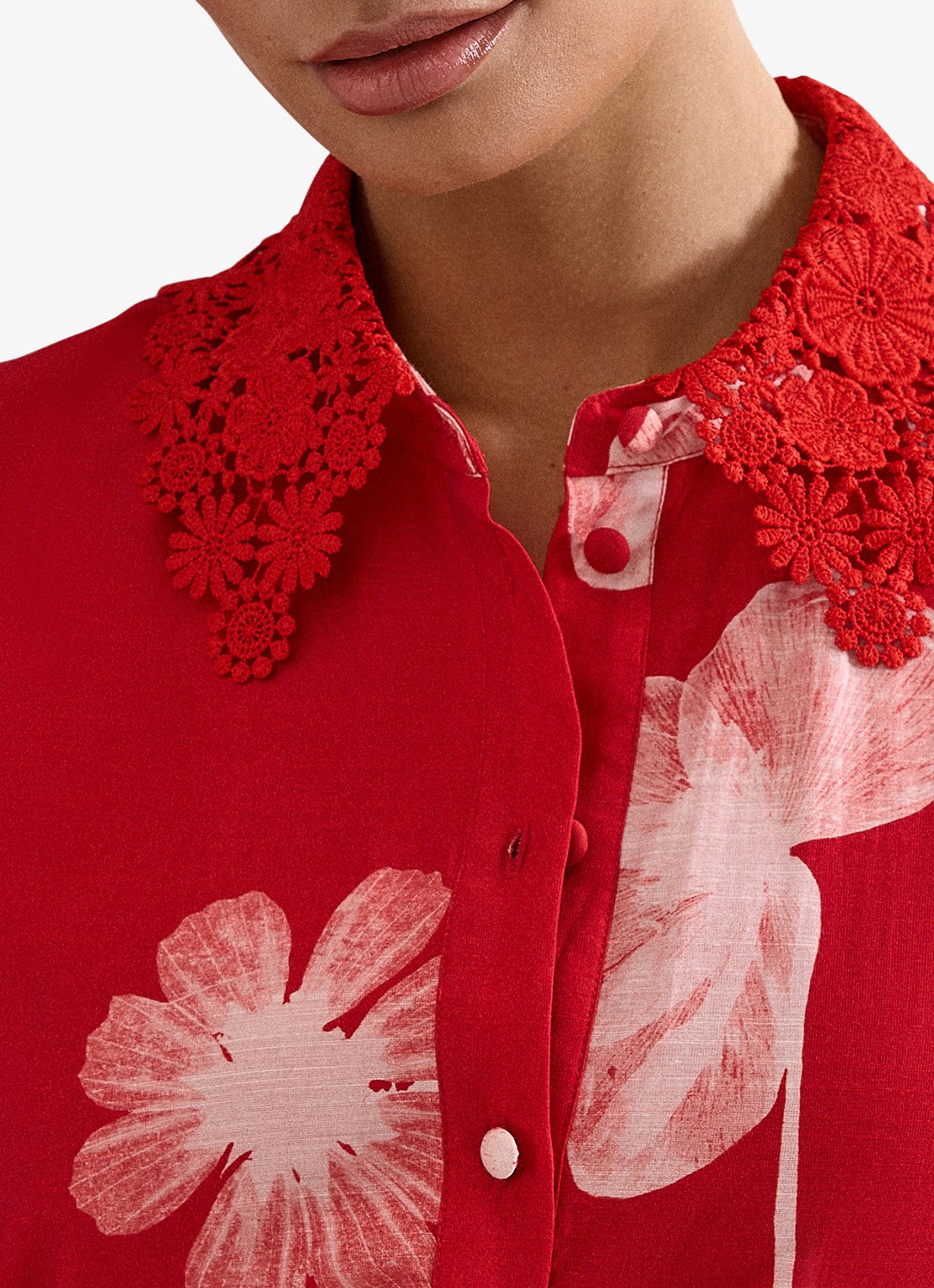 Phase Eight Delphine midi jurk met bloemenprint - detail 3 rood