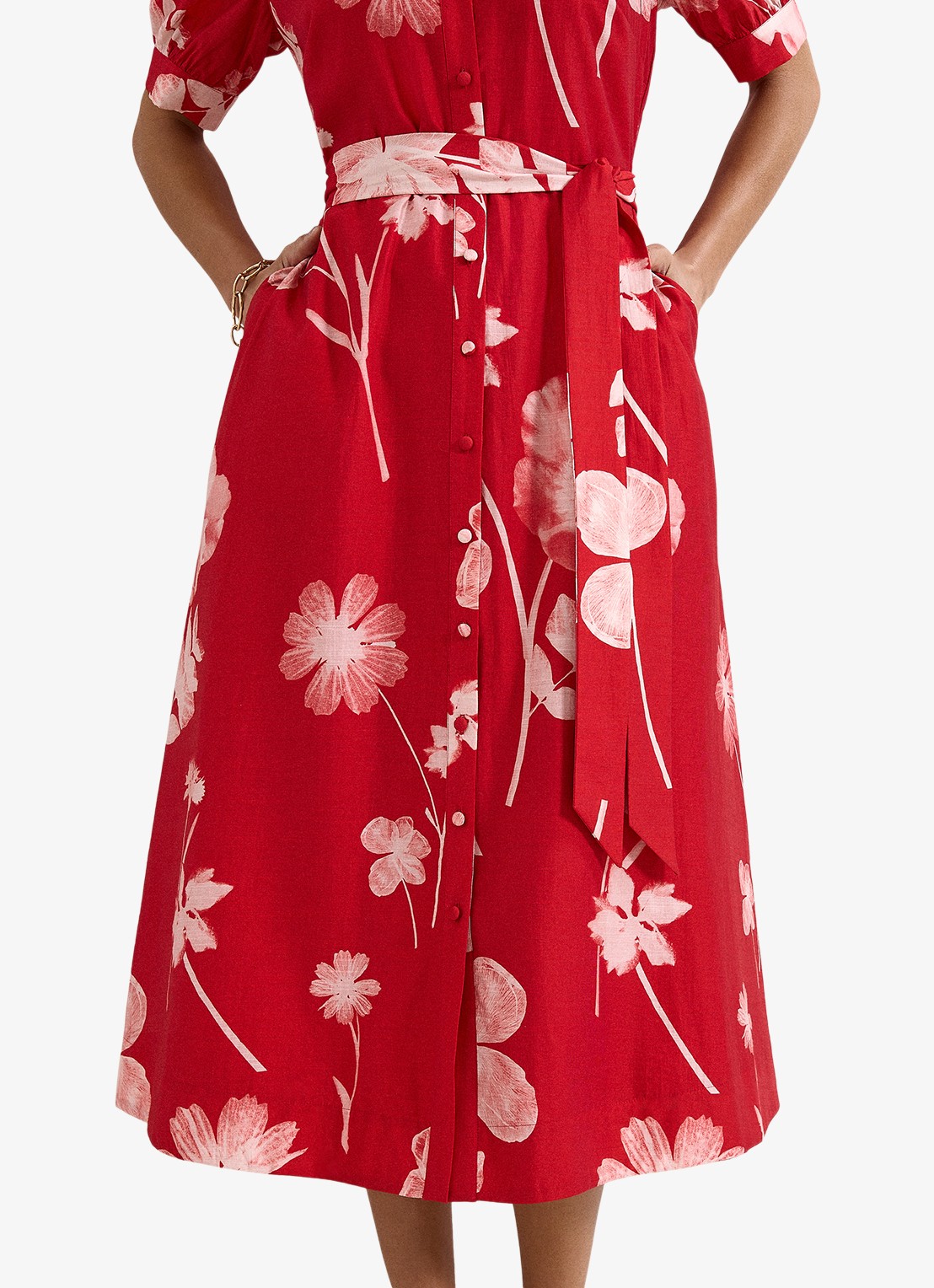 Phase Eight Delphine midi jurk met bloemenprint - detail 4 rood