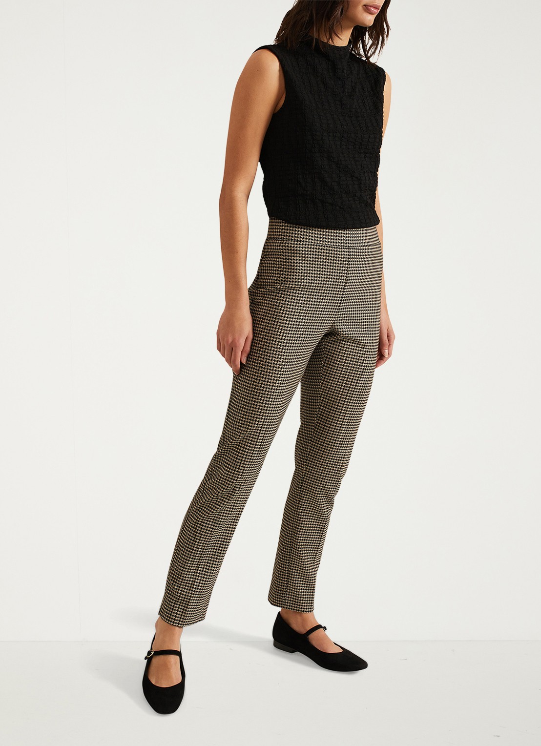 Phase Eight Donna high waist tapered fit pantalon met print - voorkant 2 camel