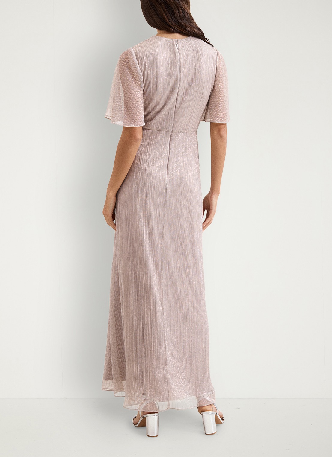 Phase Eight Dorinda maxi jurk met lurex - achterkant 7 oudroze