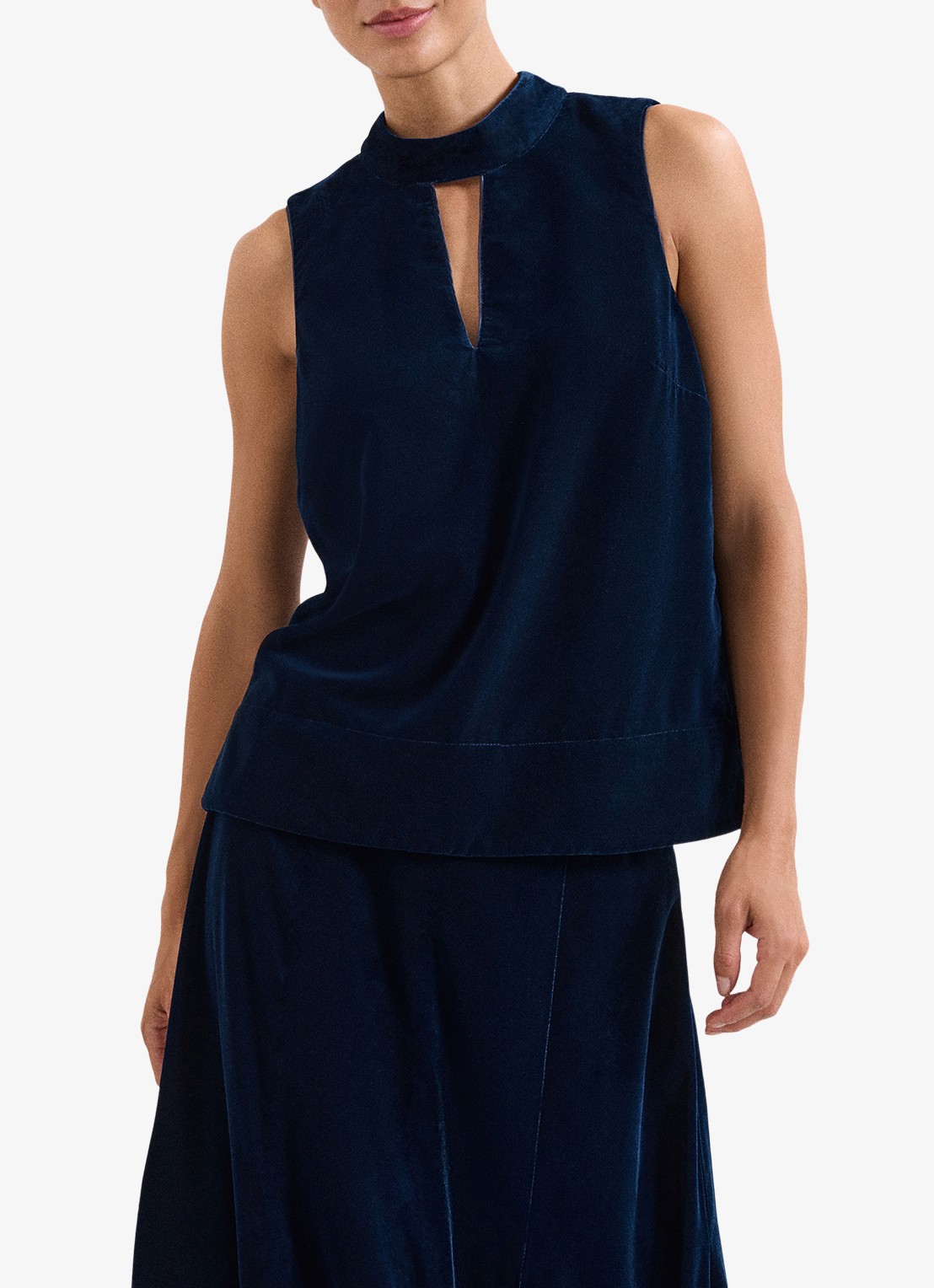 Phase Eight Eilish top van fluweel - detail 4 donkerblauw
