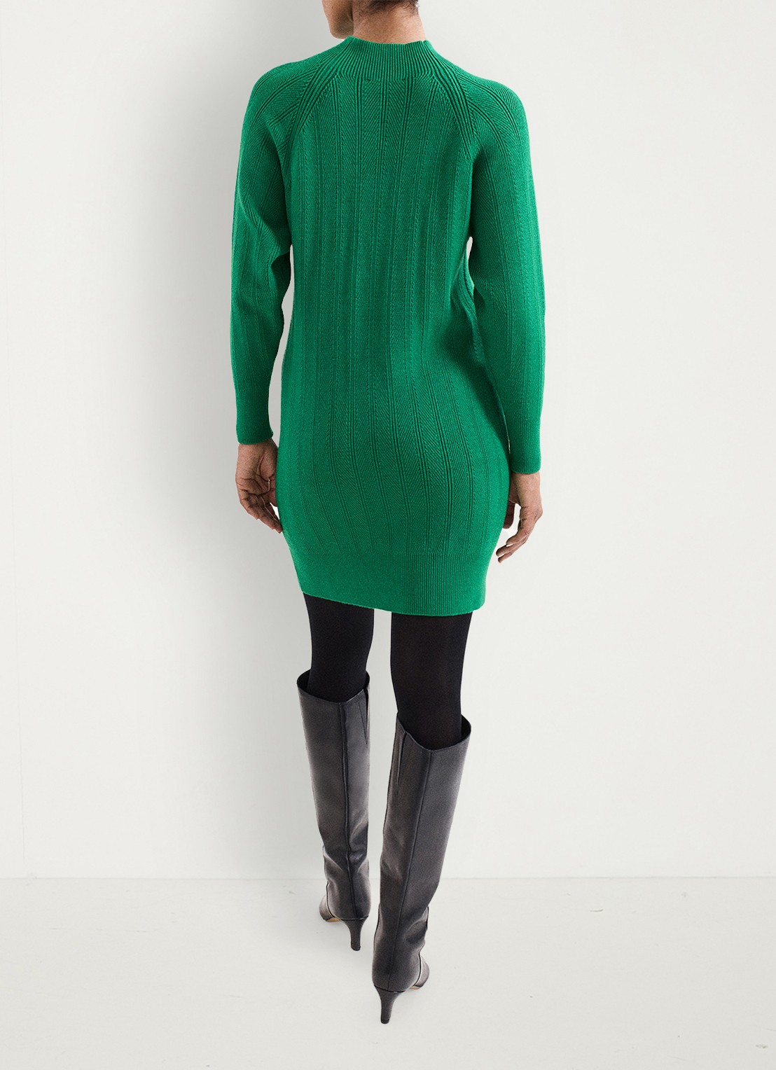 Phase Eight Eleana grofgebreide midi trui-jurk met vleermuismouw - achterkant 7 groen