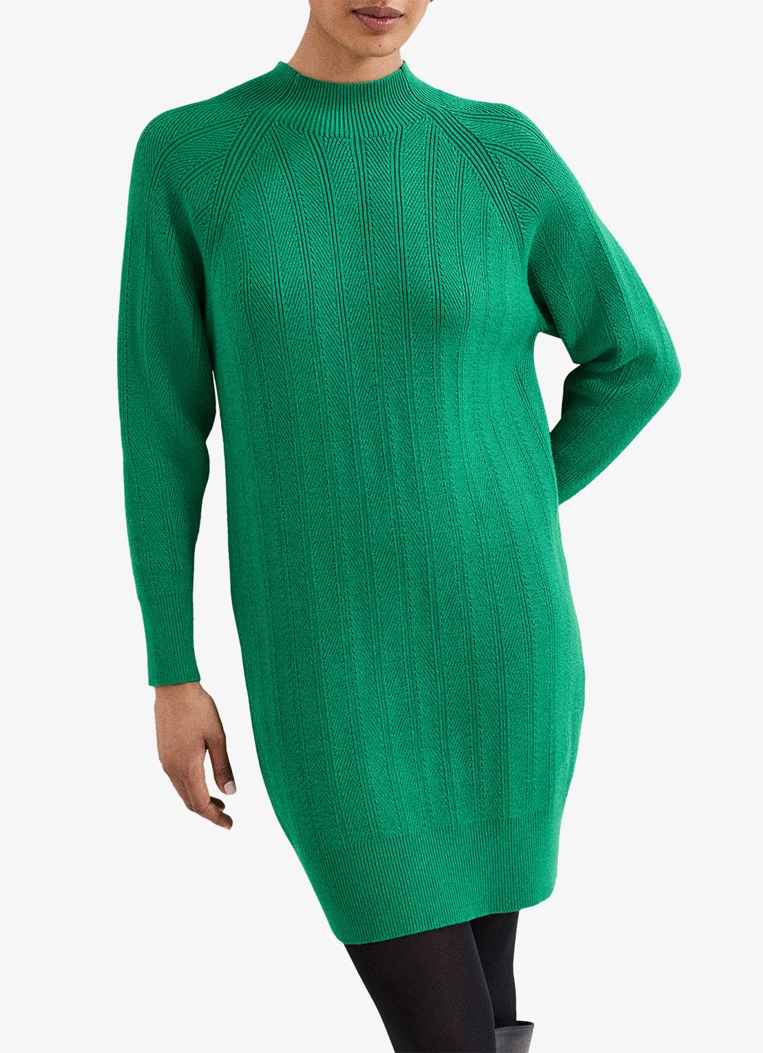 Phase Eight Eleana grofgebreide midi trui-jurk met vleermuismouw - detail 3 groen