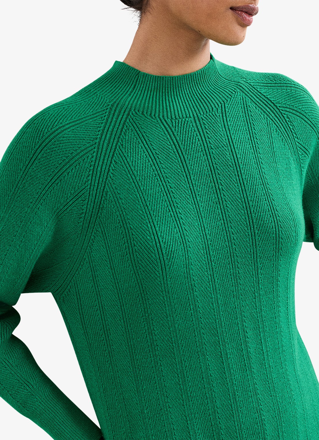 Phase Eight Eleana grofgebreide midi trui-jurk met vleermuismouw - detail 4 groen