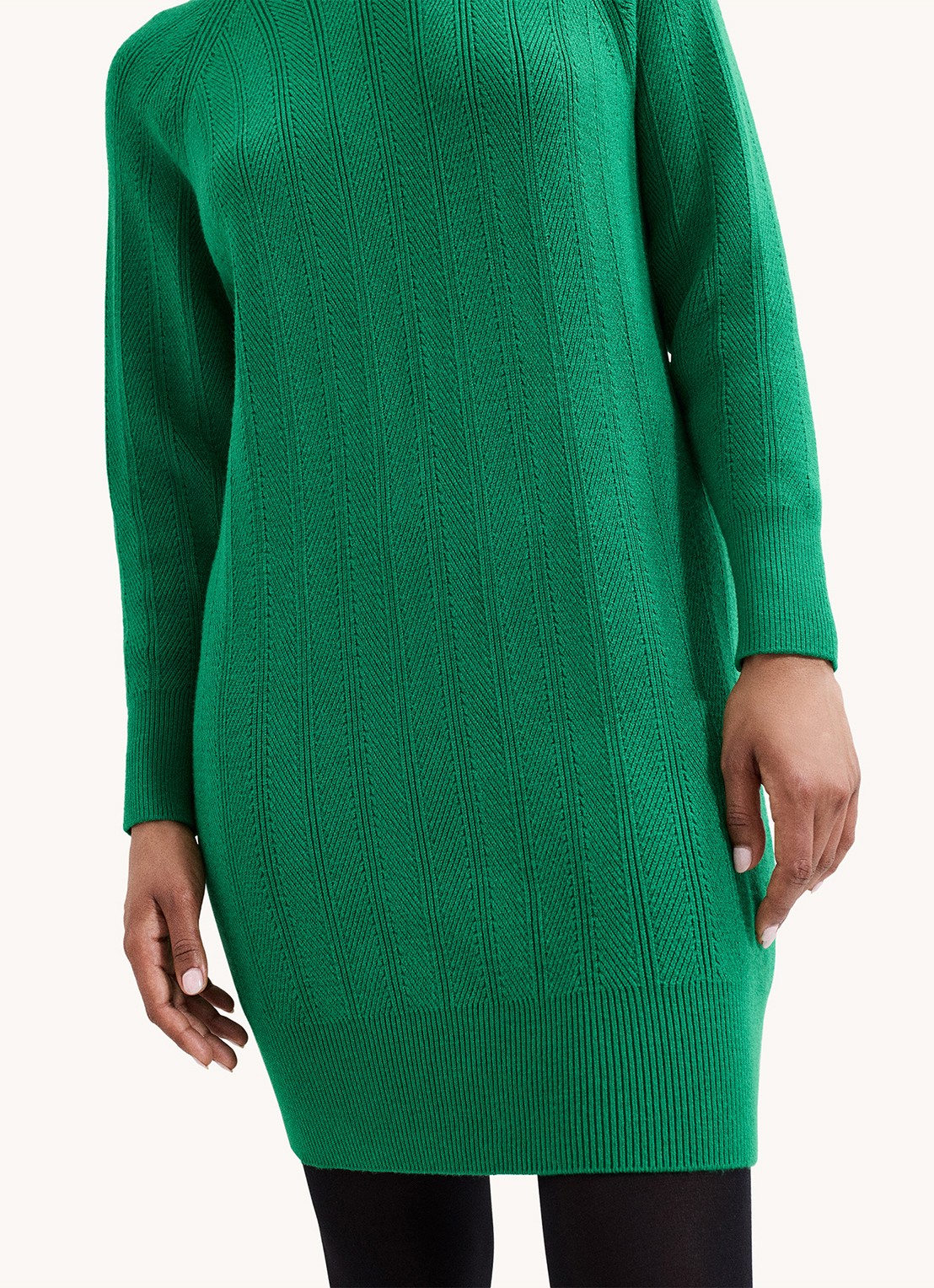 Phase Eight Eleana grofgebreide midi trui-jurk met vleermuismouw - detail 6 groen