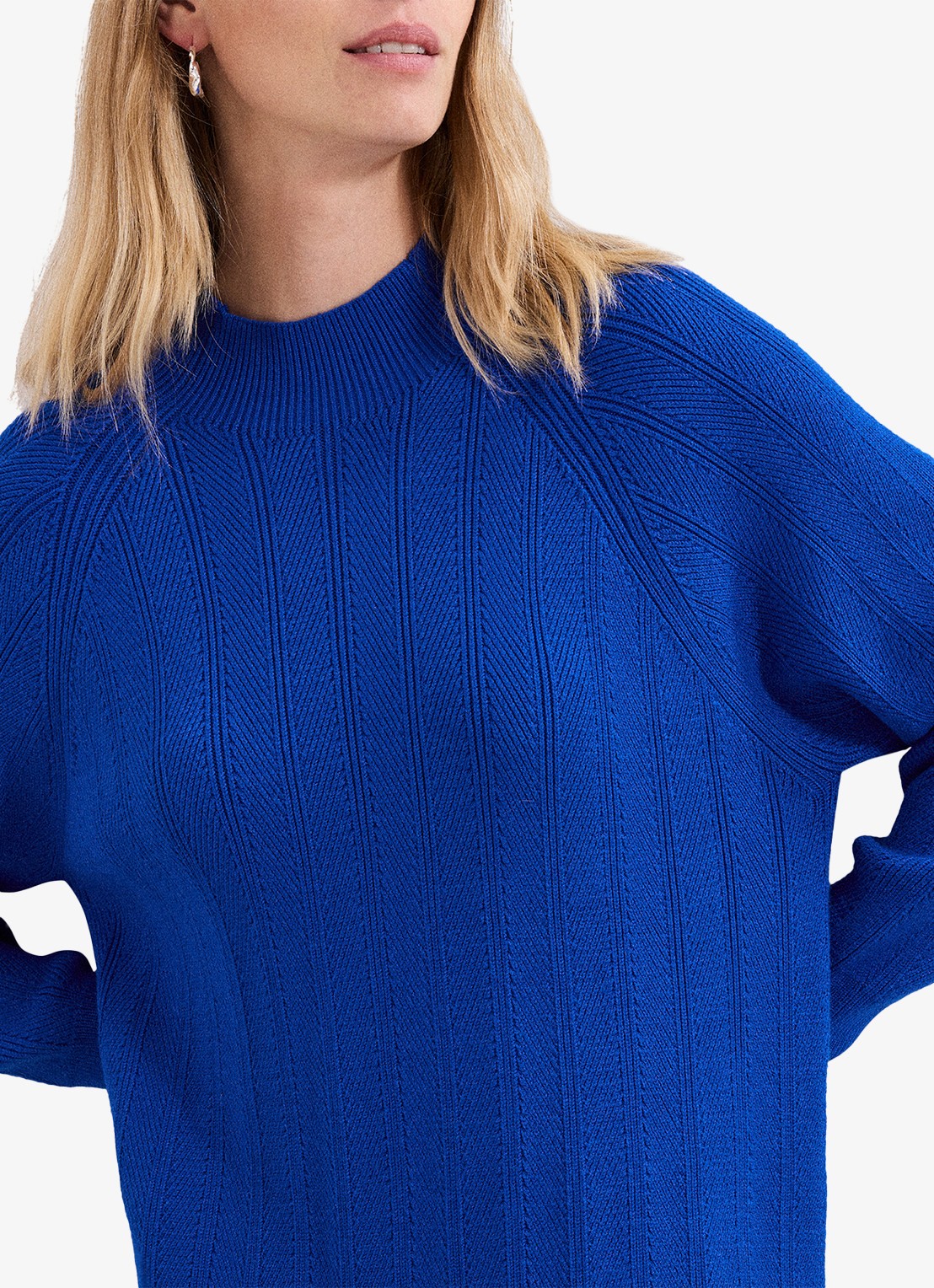 Phase Eight Eleana grofgebreide midi trui-jurk met vleermuismouw - detail 5 donkerblauw