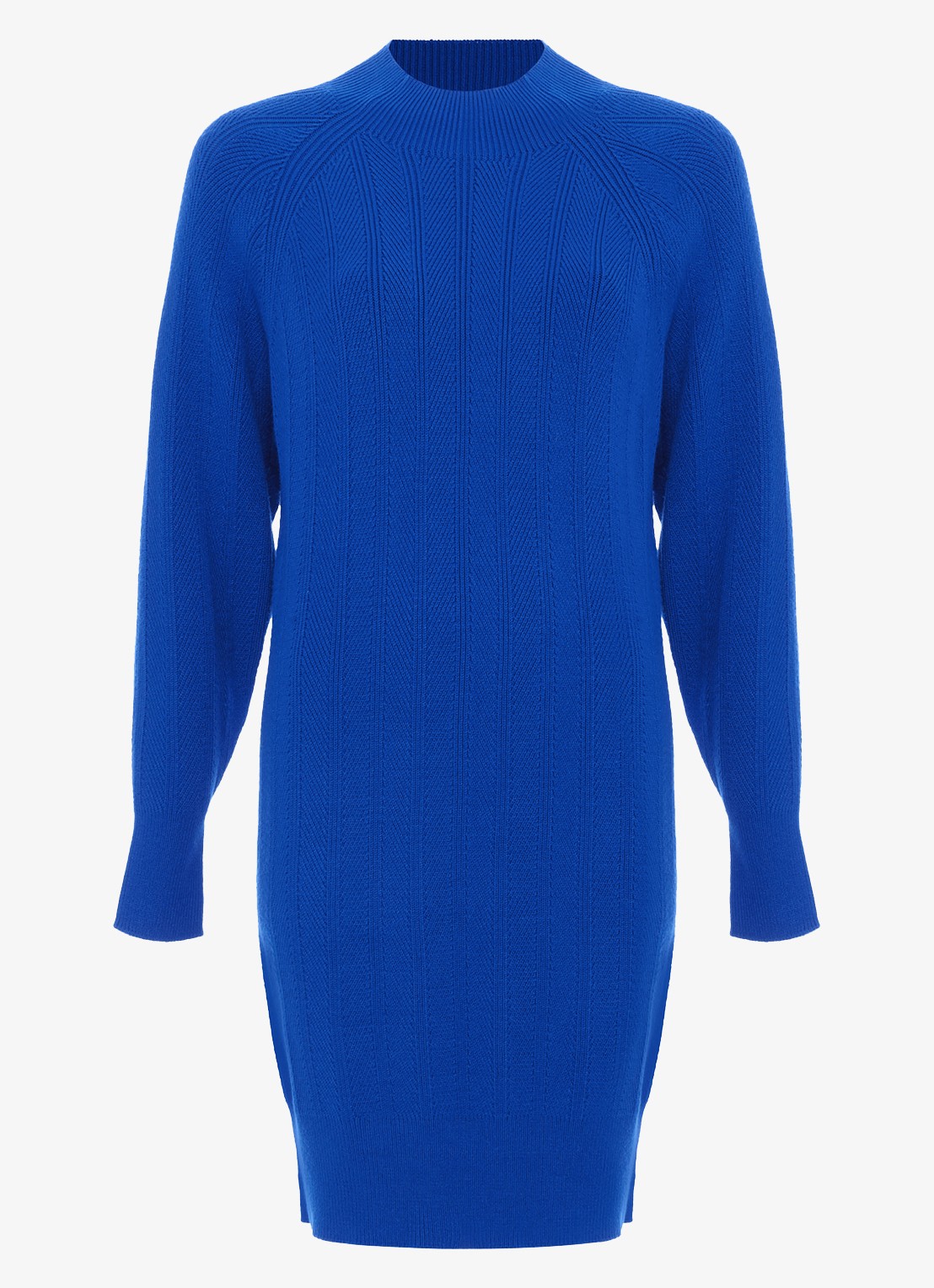 Phase Eight Eleana grofgebreide midi trui-jurk met vleermuismouw - voorkant donkerblauw