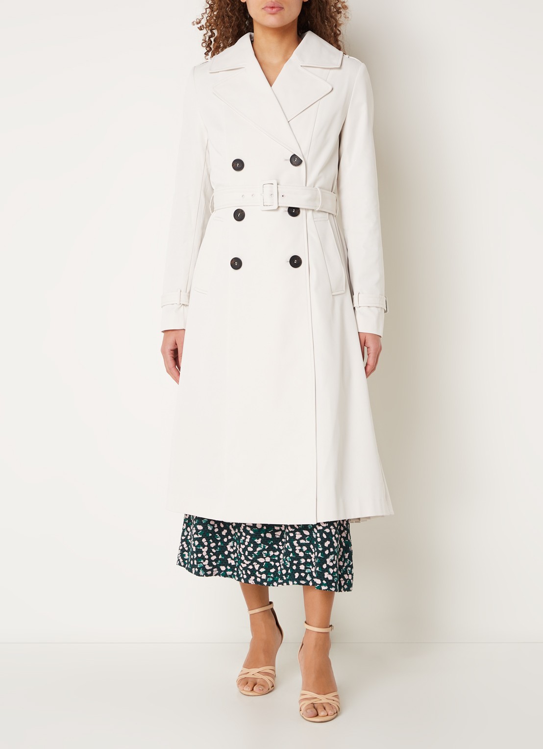 Phase Eight Eleanor double-breasted trenchcoat met ceintuur - detail 3 gebroken wit