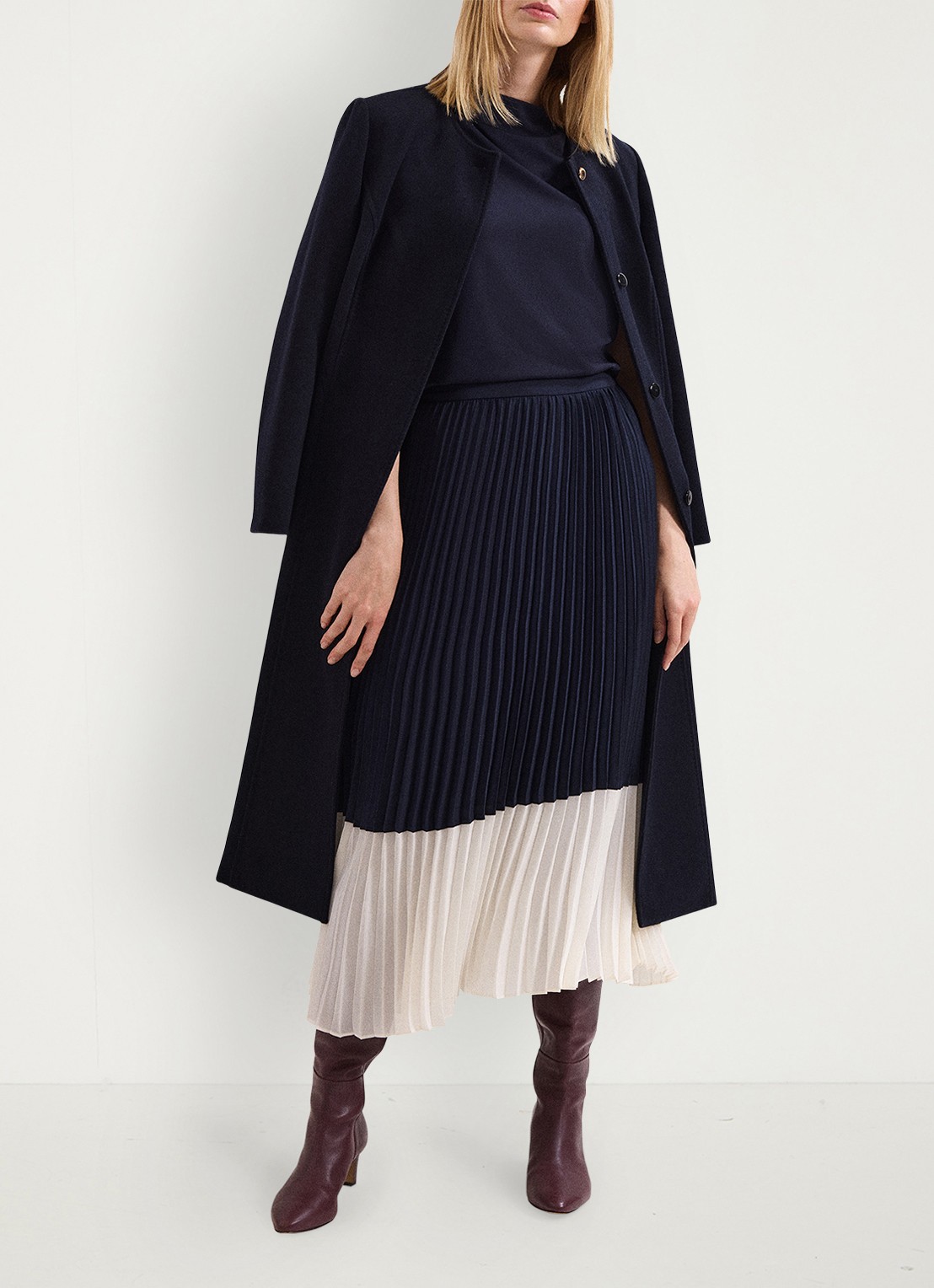 Phase Eight Eleanor midi rok met plooien - detail 6 donkerblauw
