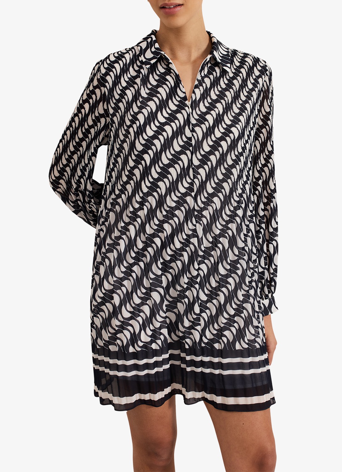 Phase Eight Eleanor mini tuniekjurk met grafische print - detail 3 donkerblauw