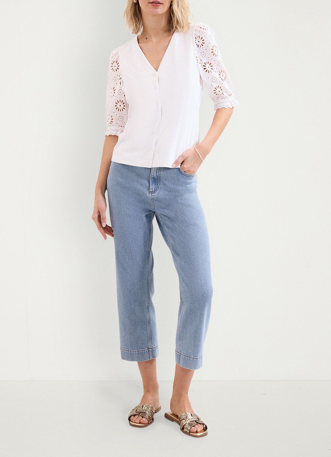 Phase Eight Eleanor top met geborduurd detail - voorkant 7 wit