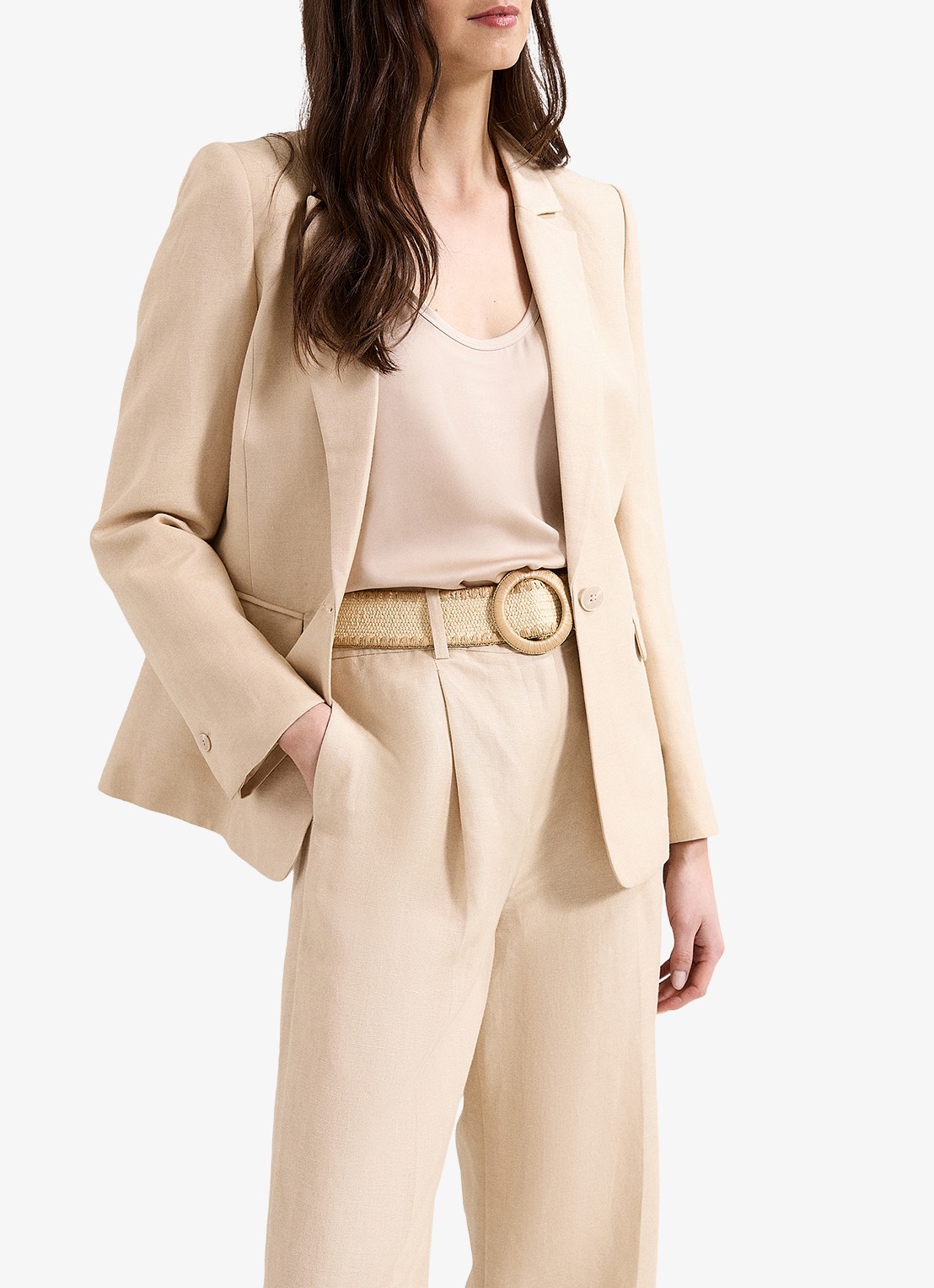 Phase Eight Elena blazer in linnenblend - detail 4 beige