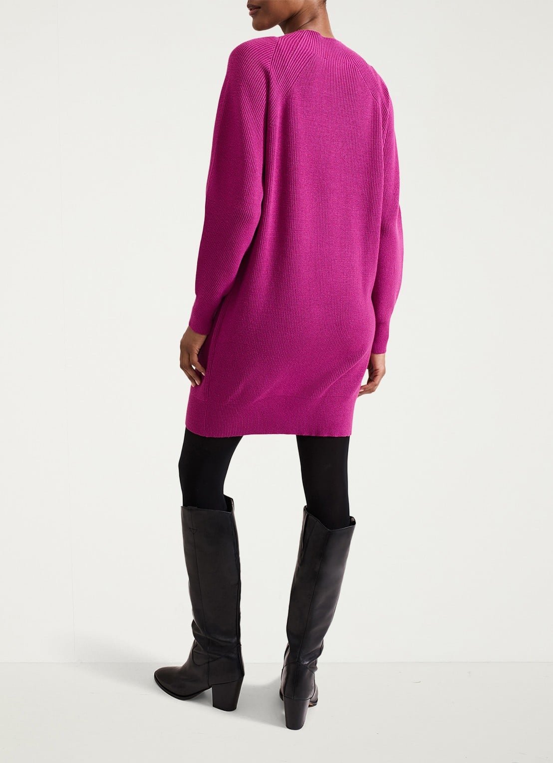 Phase Eight Eliana mini grofgebreide trui-jurk - achterkant donkerroze
